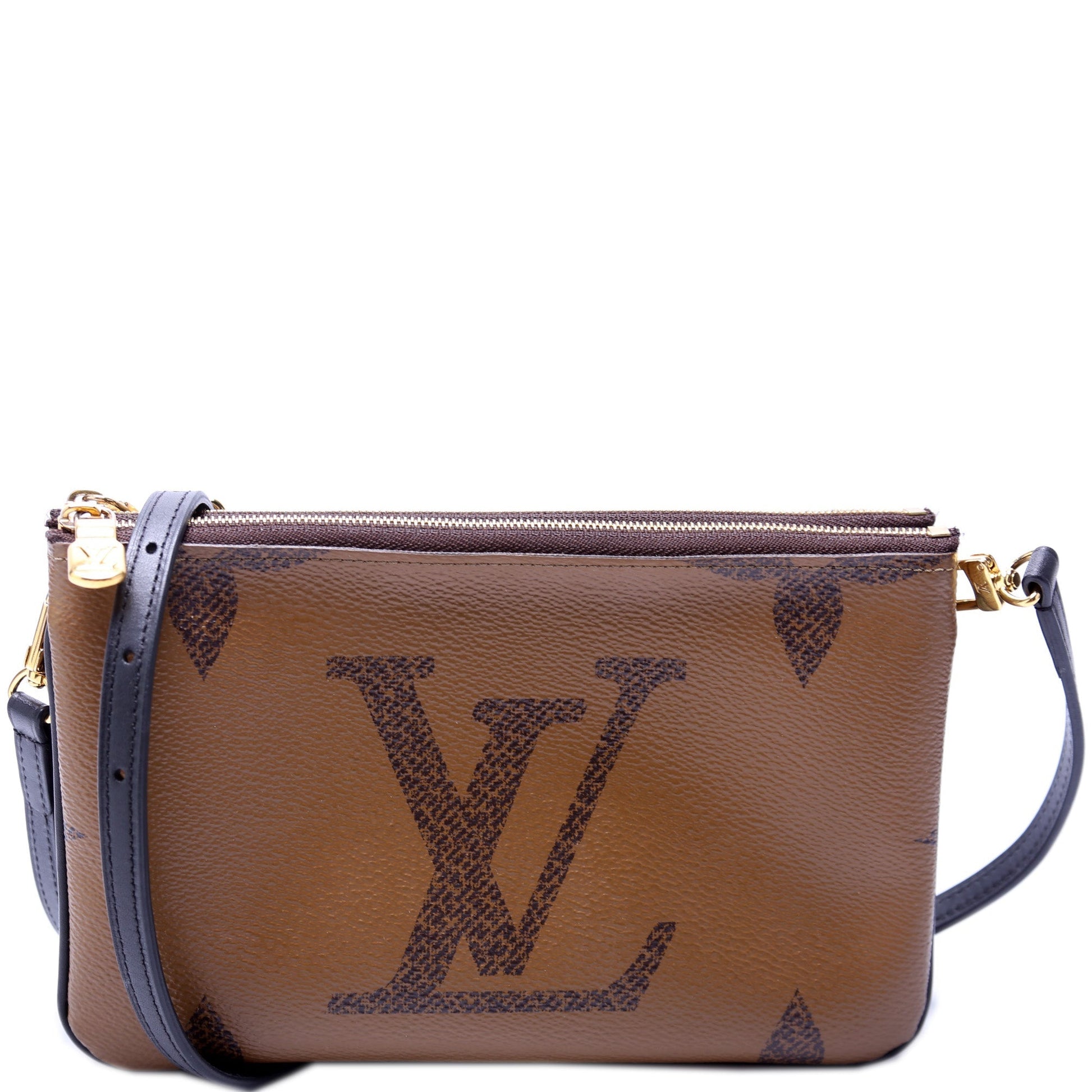 Louis Vuitton Double Zip Pochette Giant Reverse Monogram Clutch Bag Reverse Monogram