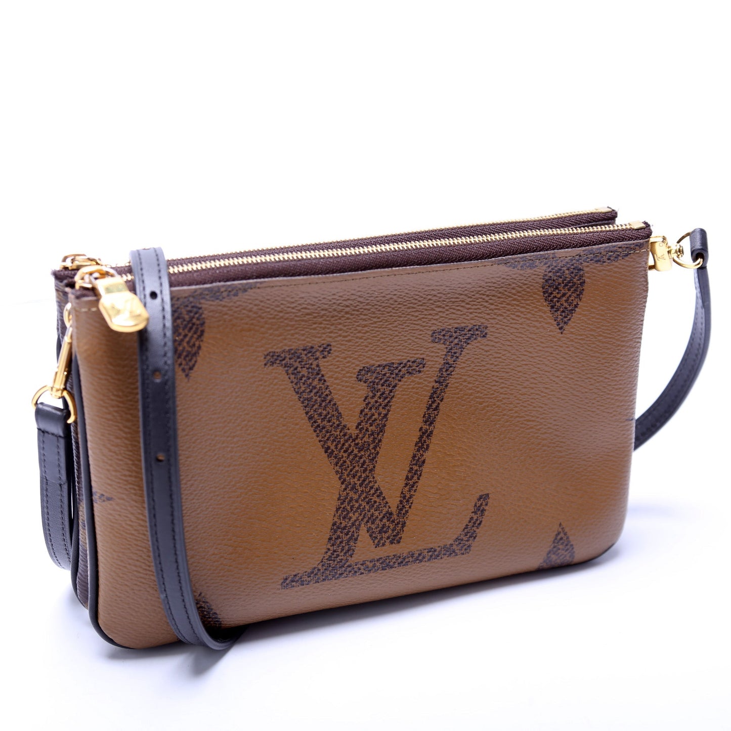 Louis Vuitton Double Zip Pochette Giant Reverse Monogram Clutch Bag Reverse Monogram