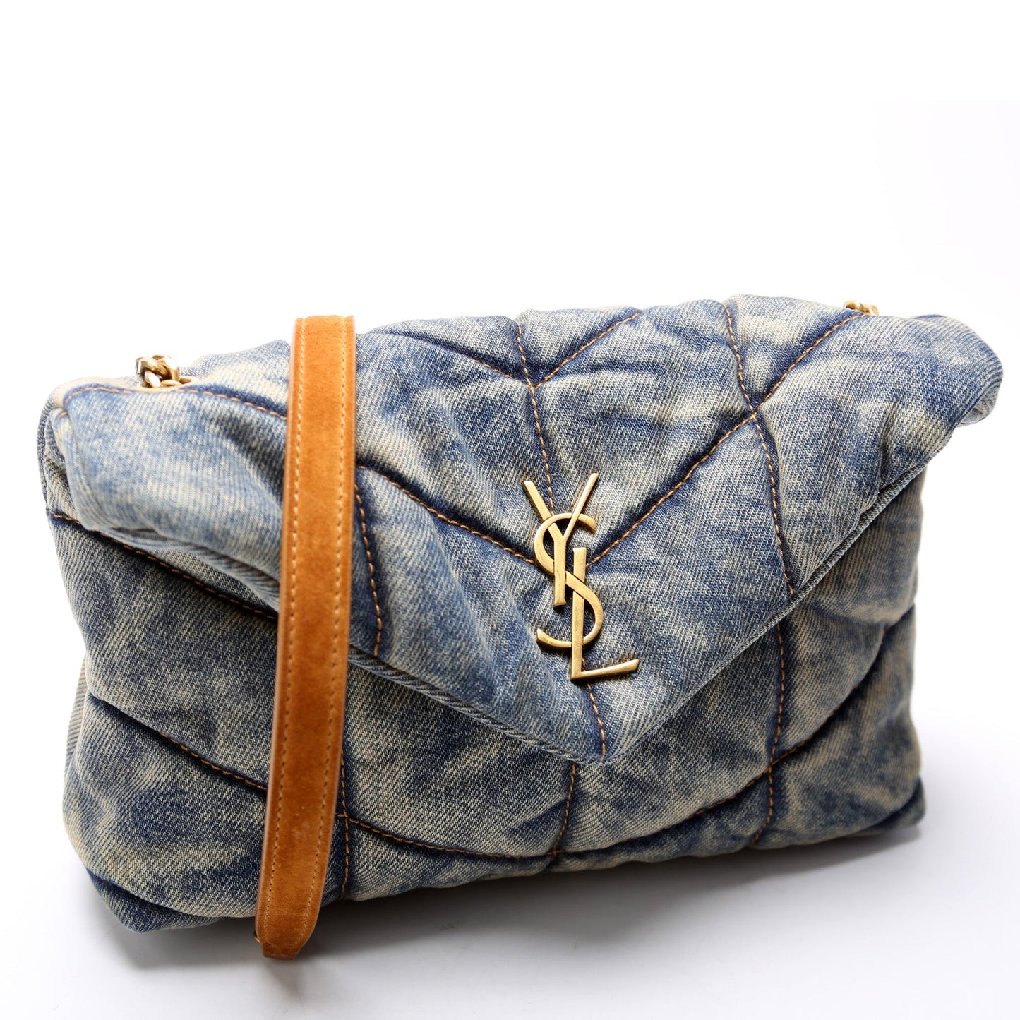 YSL Saint Laurent Saint Laurent Loulou Toy Puffer Bag Denim Travel Bag