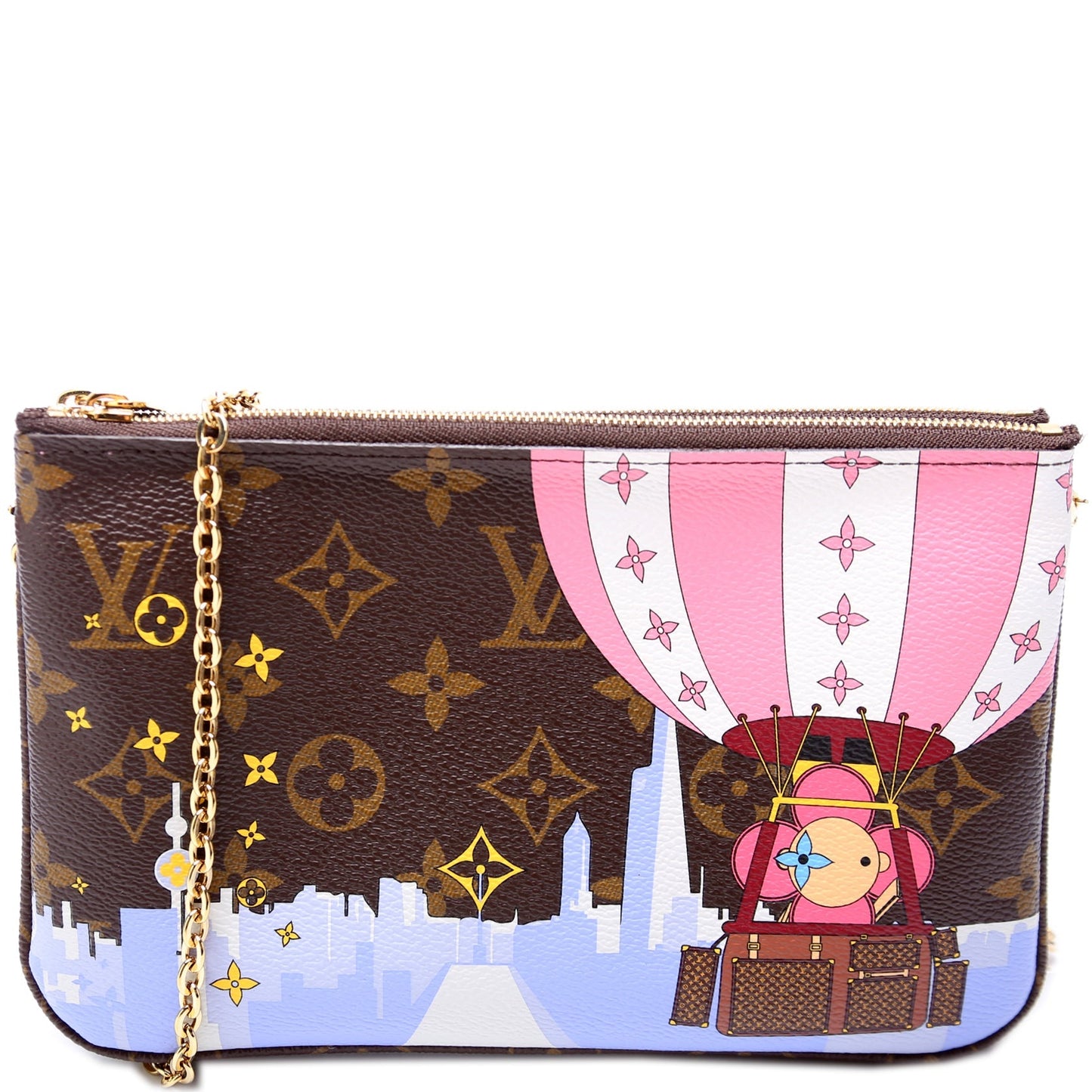 Louis Vuitton Double Zip Pochette Xmas Animation Monogram Clutch Bag