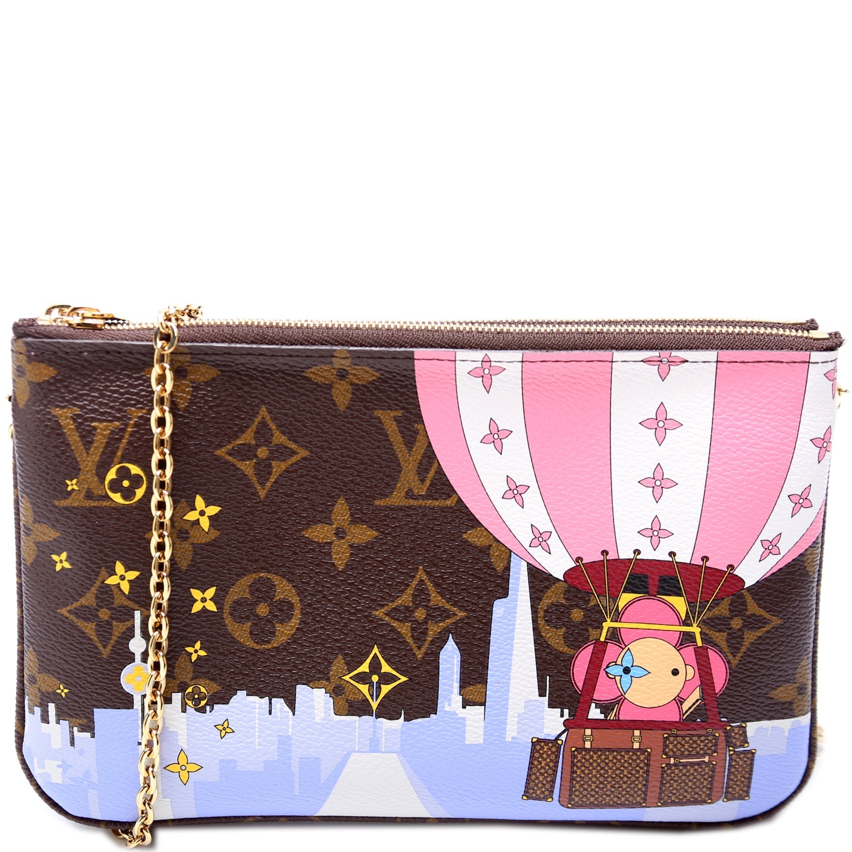 Louis Vuitton Double Zip Pochette Xmas Animation Monogram Clutch Bag