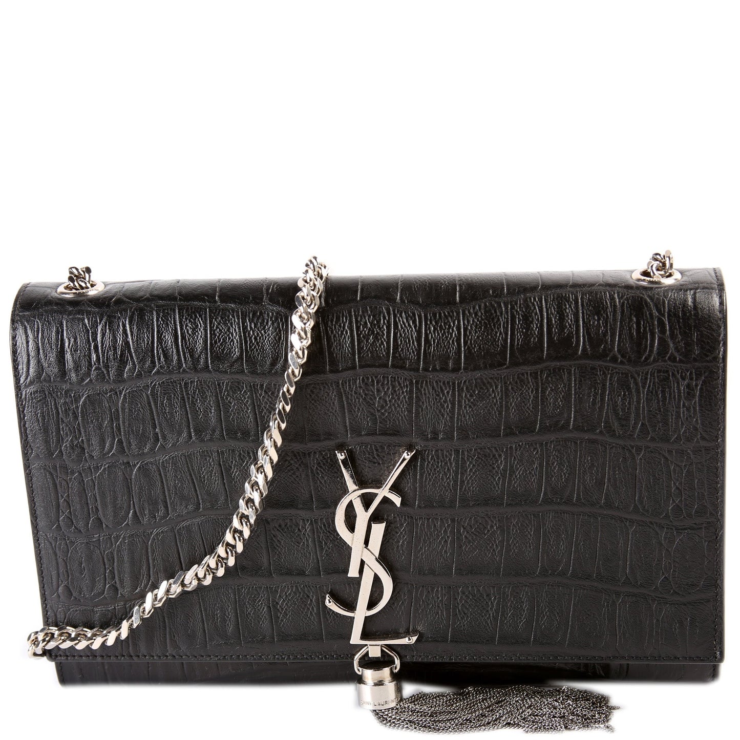 YSL Saint Laurent Saint Laurent Kate Tassel Satchel Croc Embossed Medium Travel Bag