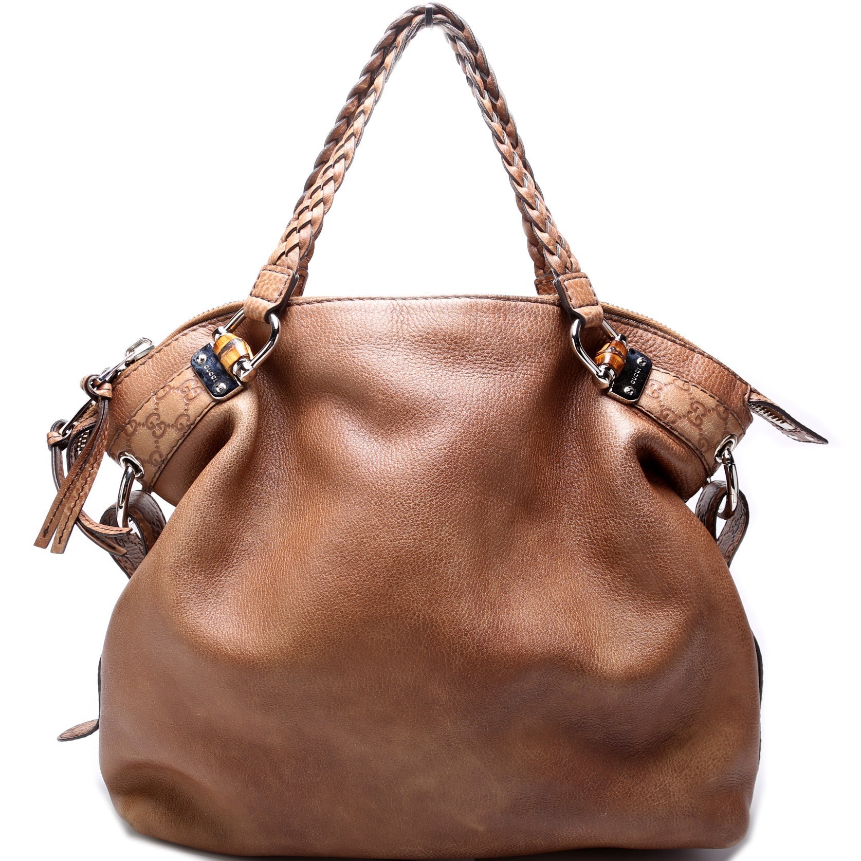 Gucci Bamboo Car Leather Large Shoulder Bag