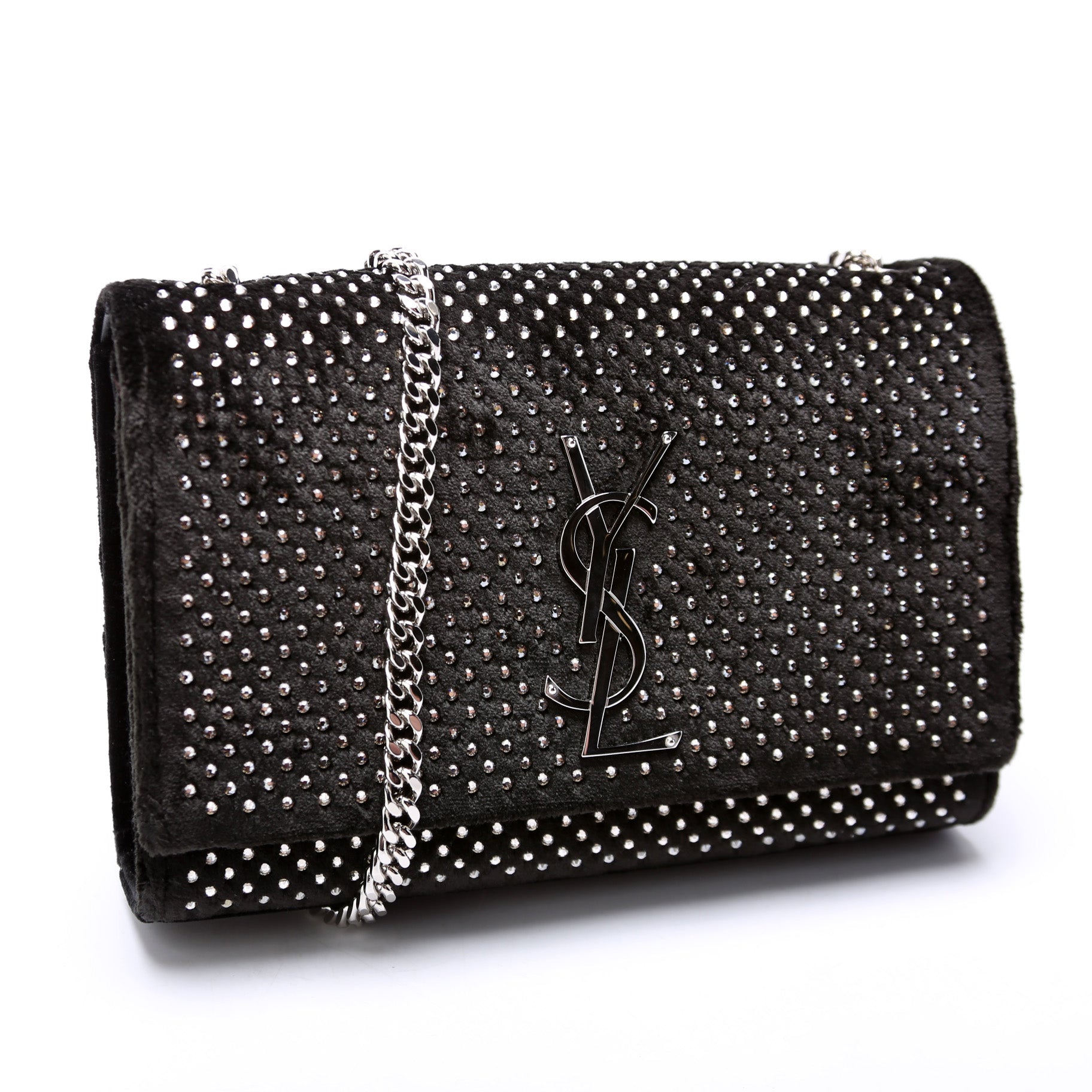 YSL Saint Laurent Saint Laurent Kate Satchel Velvet Rhinestone Bag Small Travel Bag