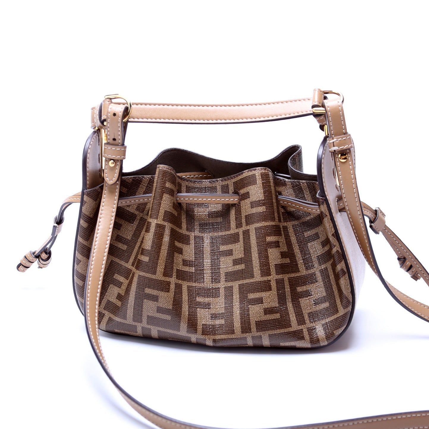Fendi Zucca Coated Pomodorino Bag Canvas Mini Bucket Bucket Bag