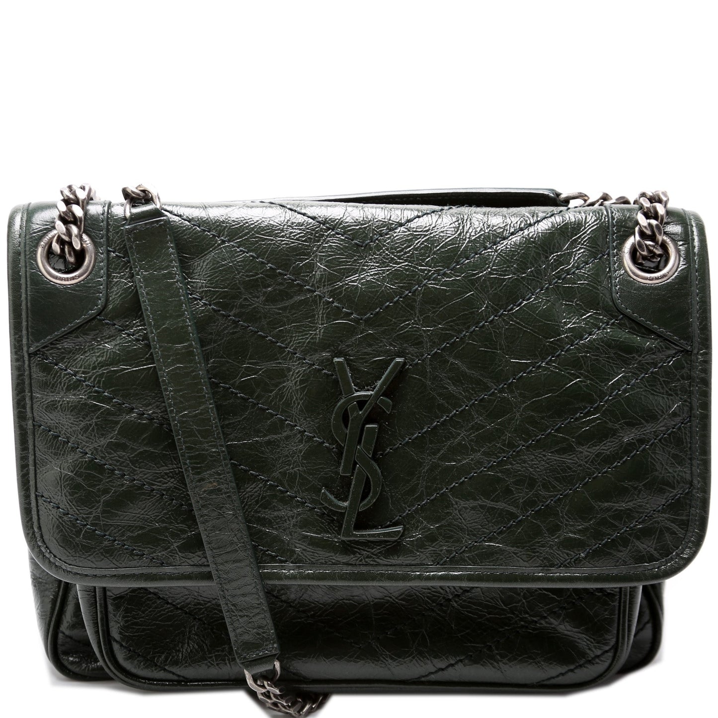 YSL Saint Laurent Niki Crinkle Bag Leather Medium Travel Bag