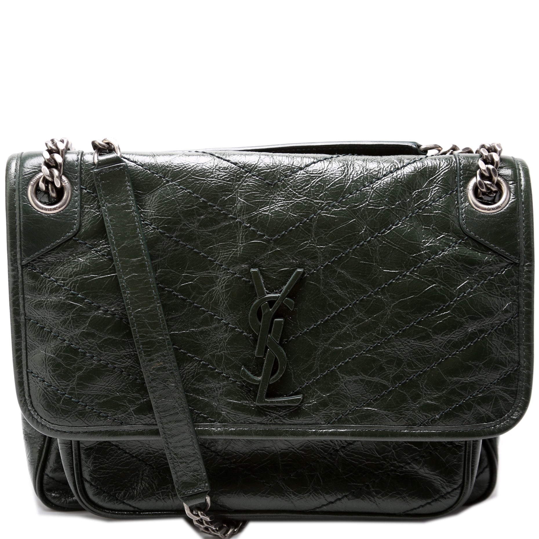 YSL Saint Laurent Niki Crinkle Bag Leather Medium Travel Bag