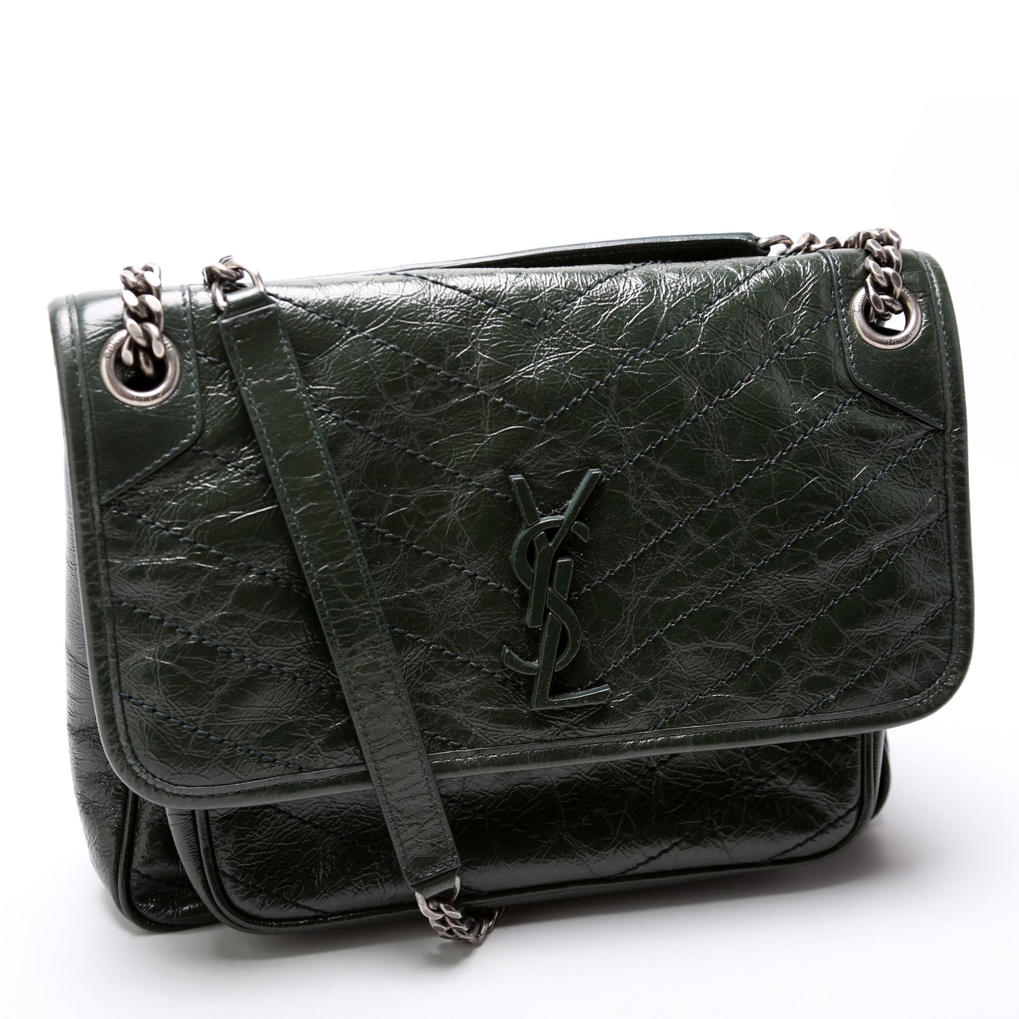 YSL Saint Laurent Niki Crinkle Bag Leather Medium Travel Bag