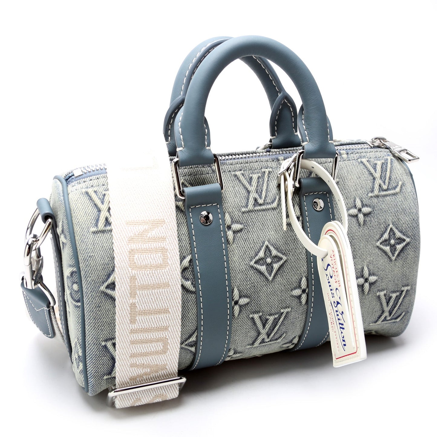 Louis Vuitton Keepall 25 W Denim Monogram Travel Bag