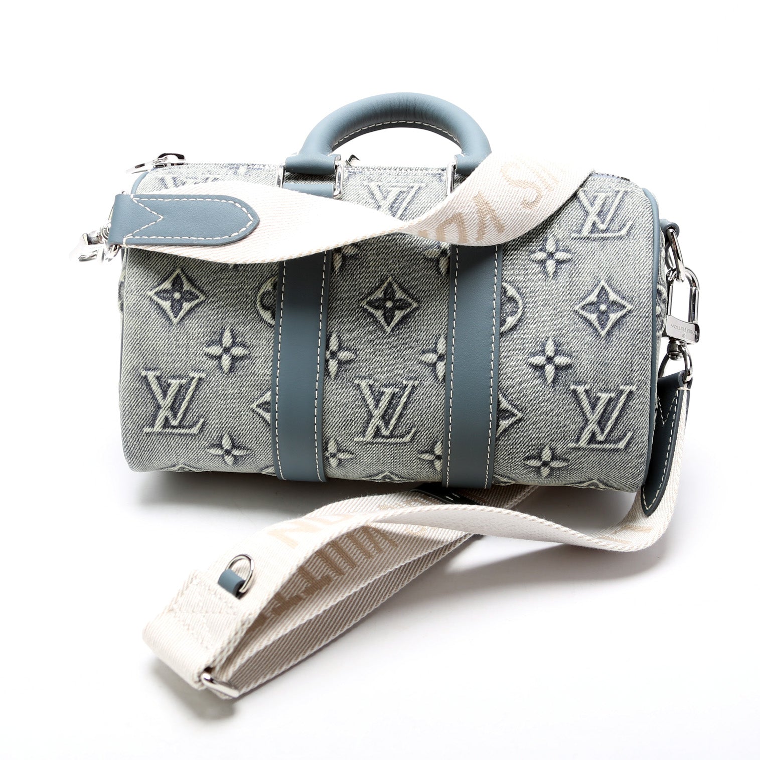 Louis Vuitton Keepall 25 W Denim Monogram Travel Bag