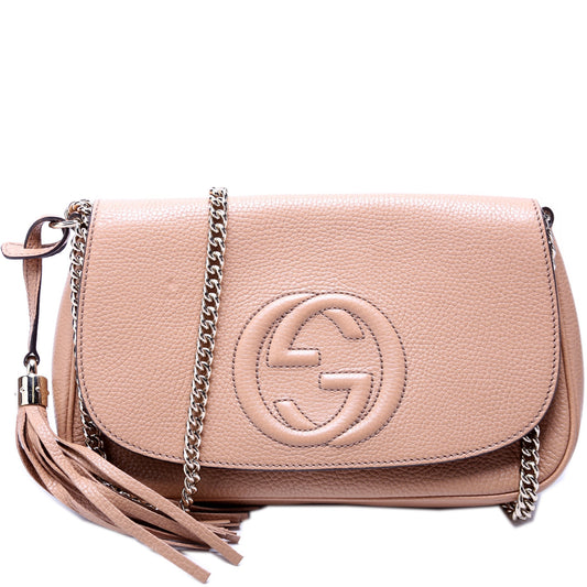 Gucci Soho Tassel Beige Chain Flap Travel Bag