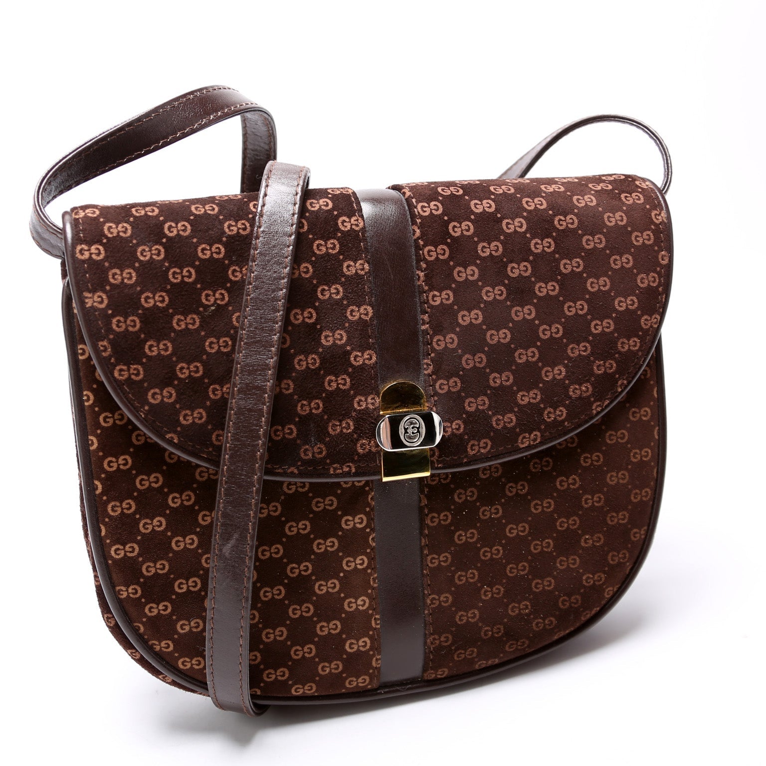 Gucci GG Suede Flap Shoulder Bag