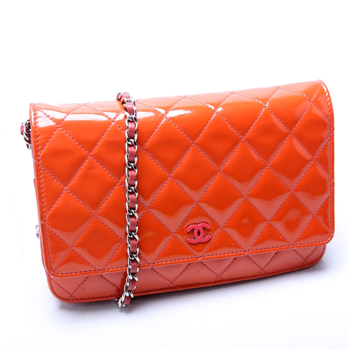 Chanel WOC Quilted Patent Clutch Bag