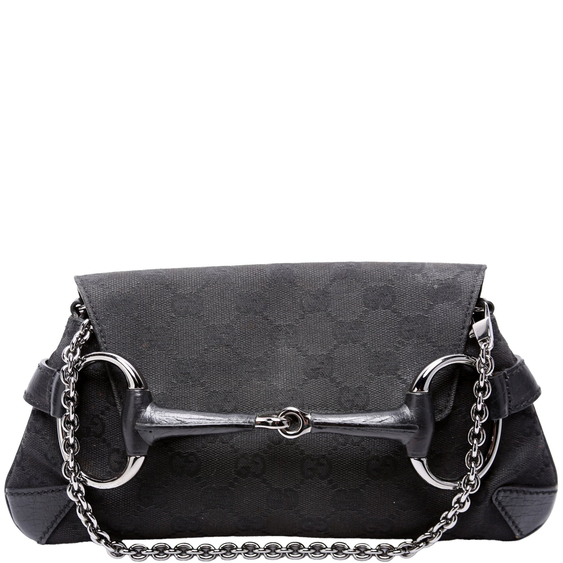 Gucci Horsebit GG Canvas Clutch Bag