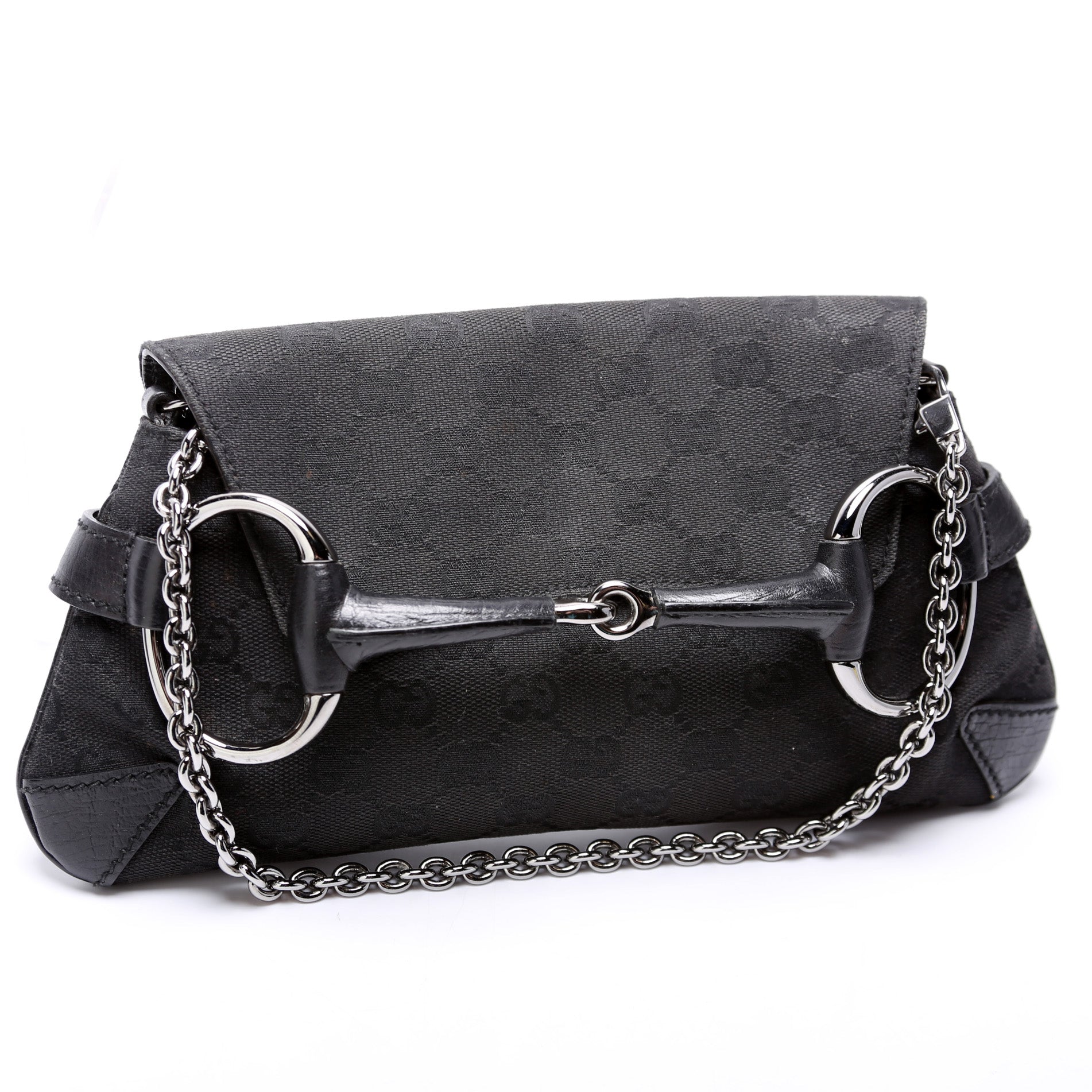 Gucci Horsebit GG Canvas Clutch Bag