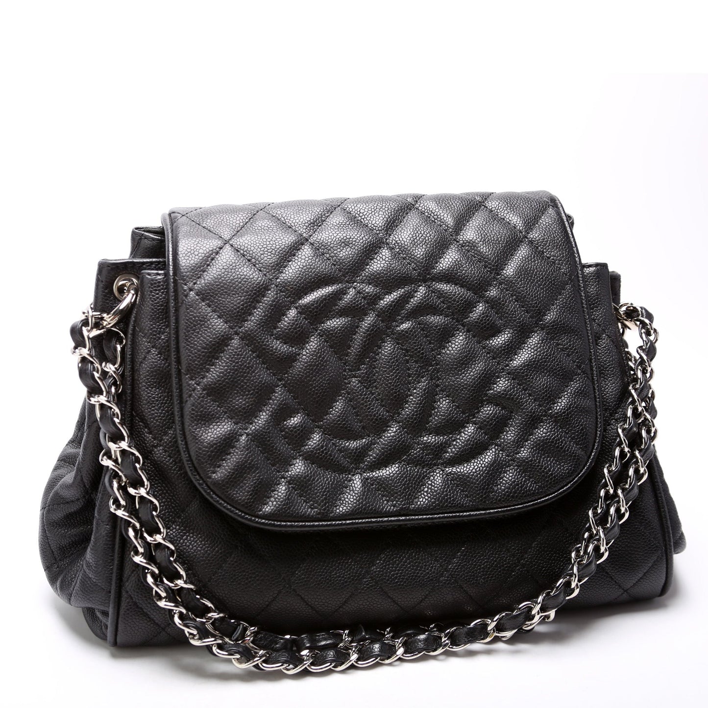 Chanel Timeless CC Accordion Flap Quilted Caviar Handbag 12M 1