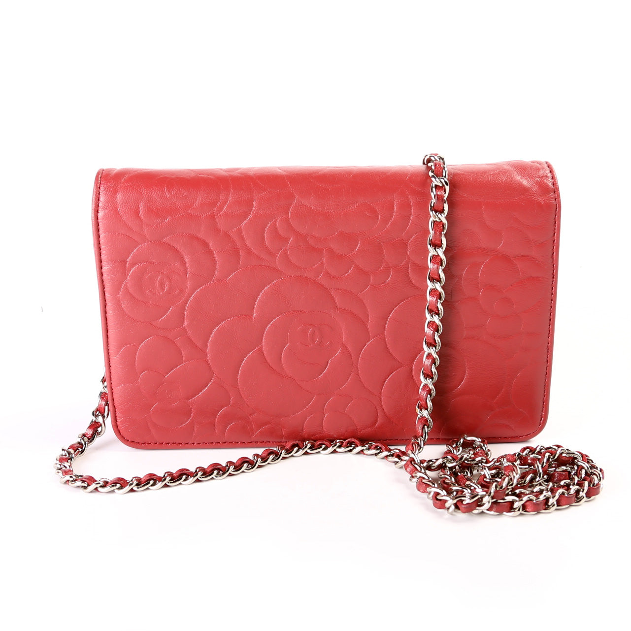 Chanel Camellia Embossed WOC 20M Clutch Bag
