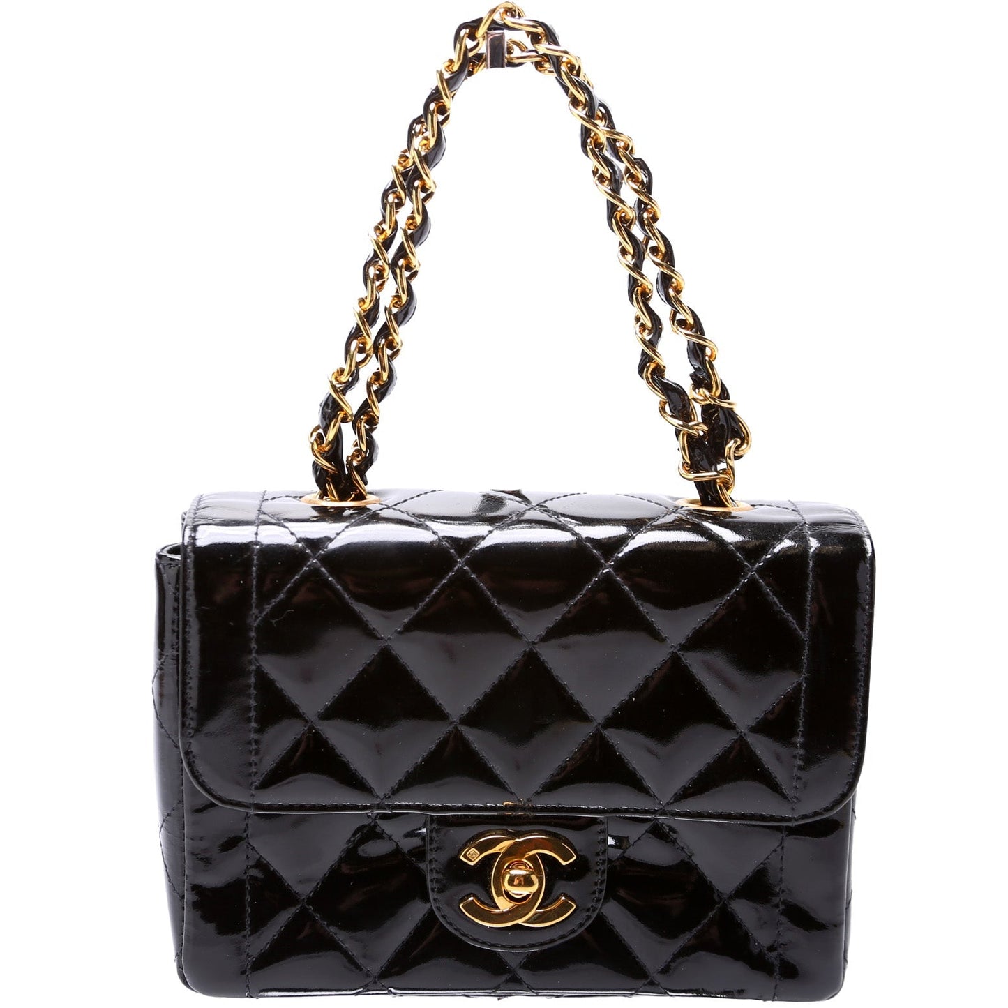 Chanel CC Double Handle Flap Patent Mini Bag