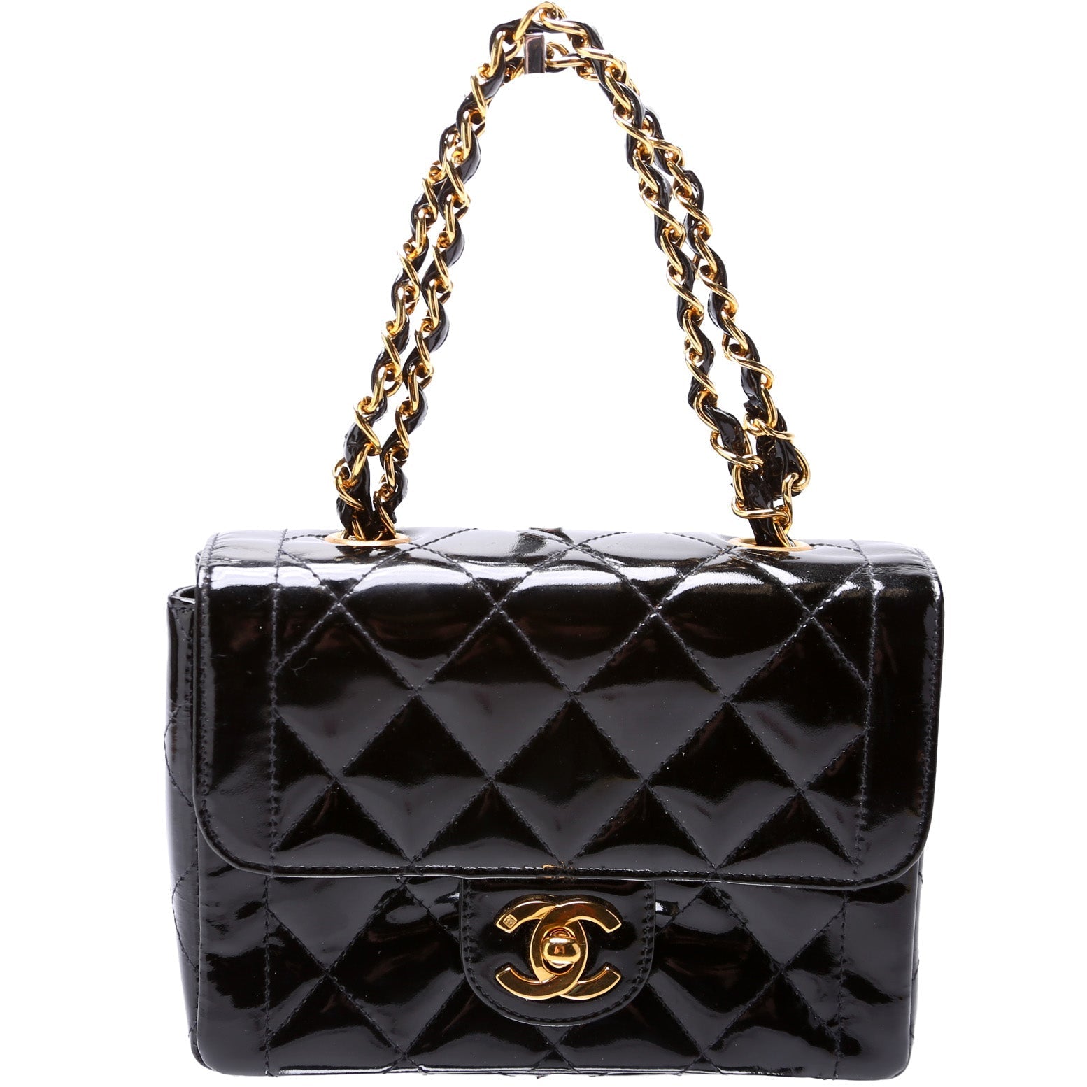 Chanel CC Double Handle Flap Patent Mini Bag