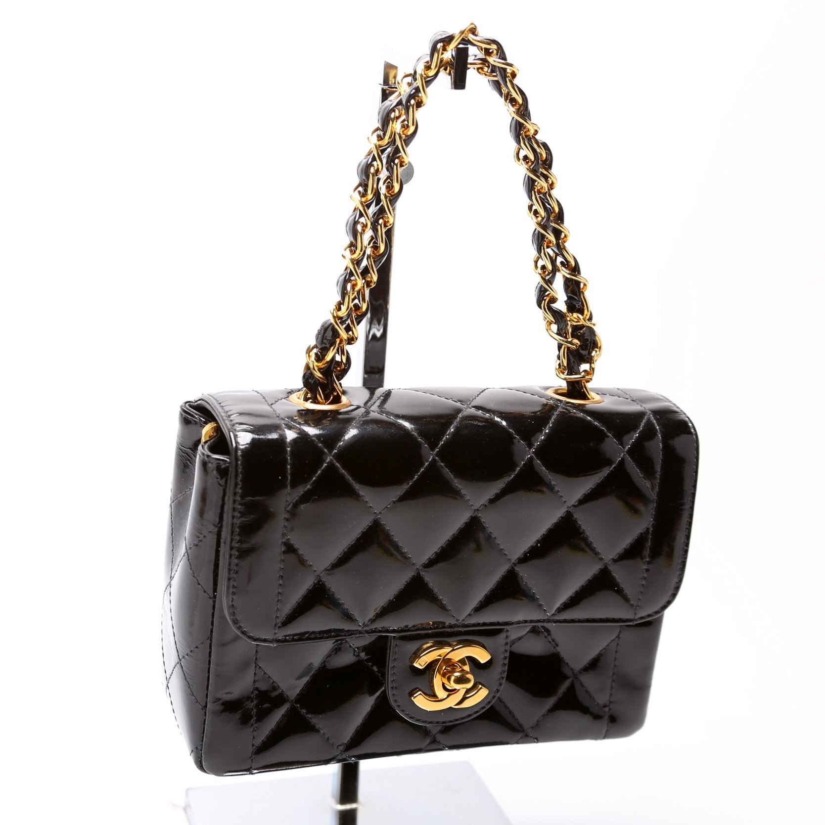Chanel CC Double Handle Flap Patent Mini Bag