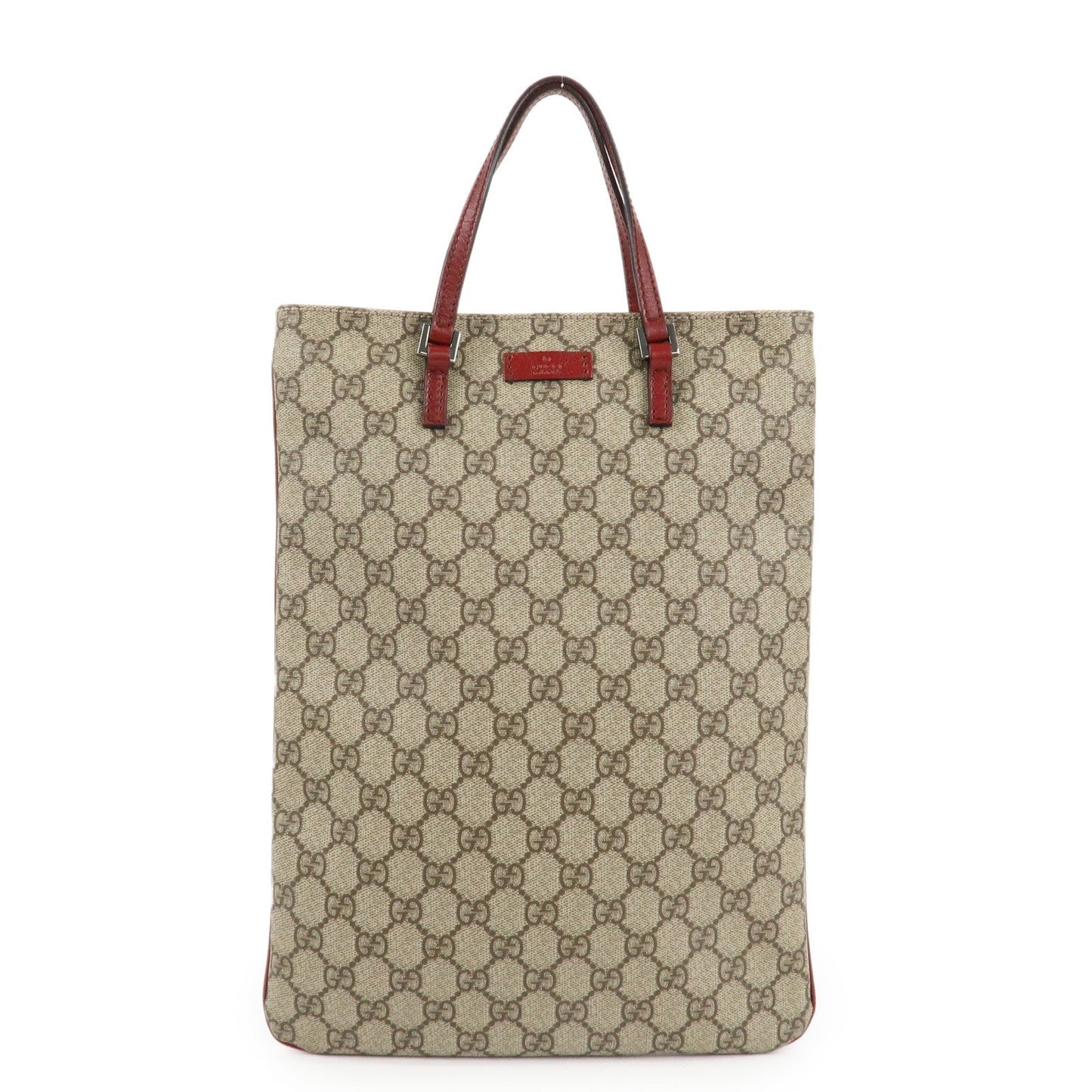 GUCCI Gucci GG Supreme Leather Tote Bag Hand Bag Beige Red 117551