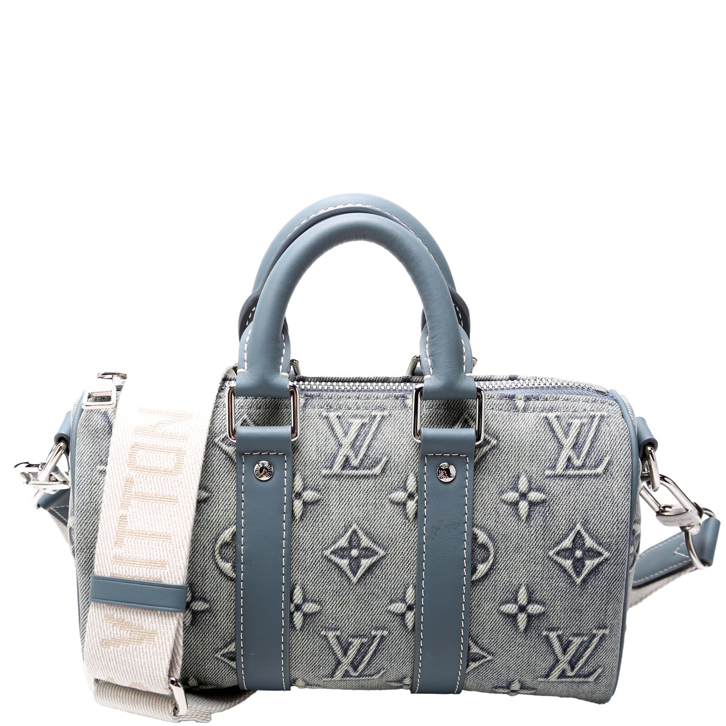 Louis Vuitton Keepall 25 W Denim Monogram Travel Bag Monogram 2
