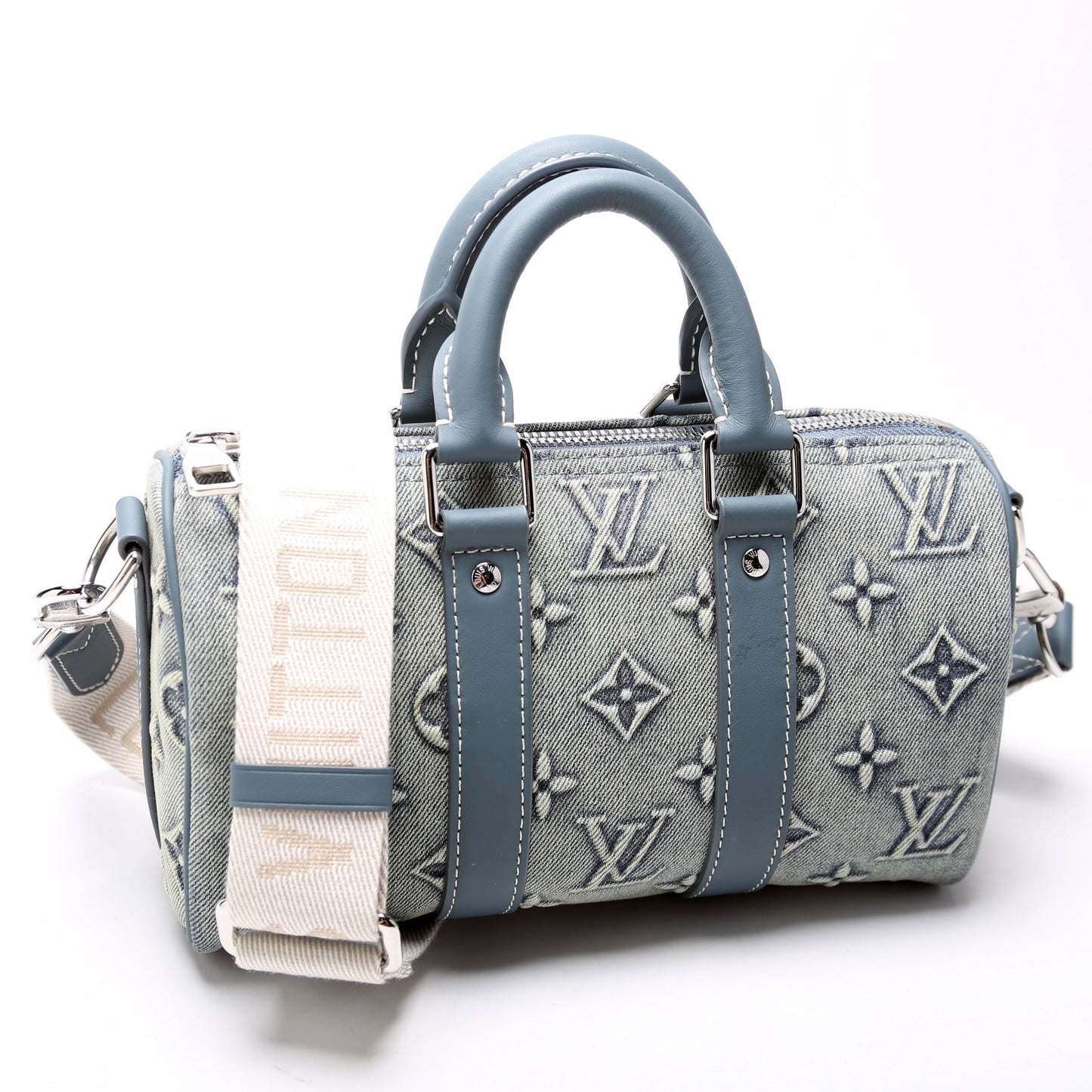 Louis Vuitton Keepall 25 W Denim Monogram Travel Bag Monogram 2