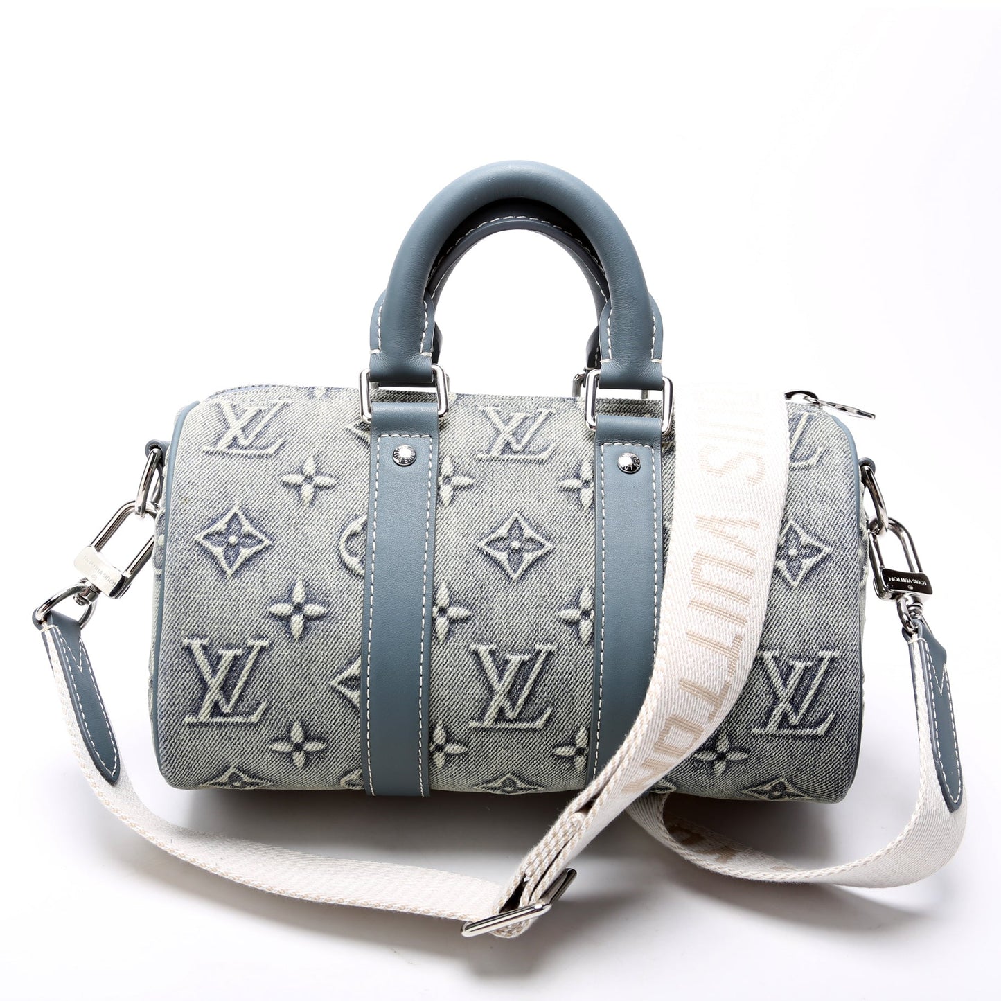 Louis Vuitton Keepall 25 W Denim Monogram Travel Bag Monogram 2