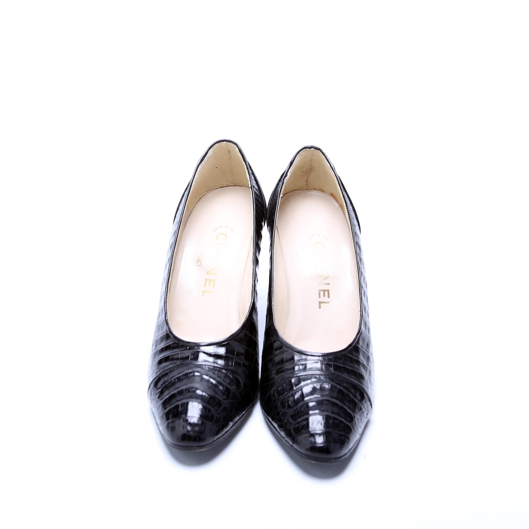 Chanel Pointed Toe Python Pumps Size 37.5