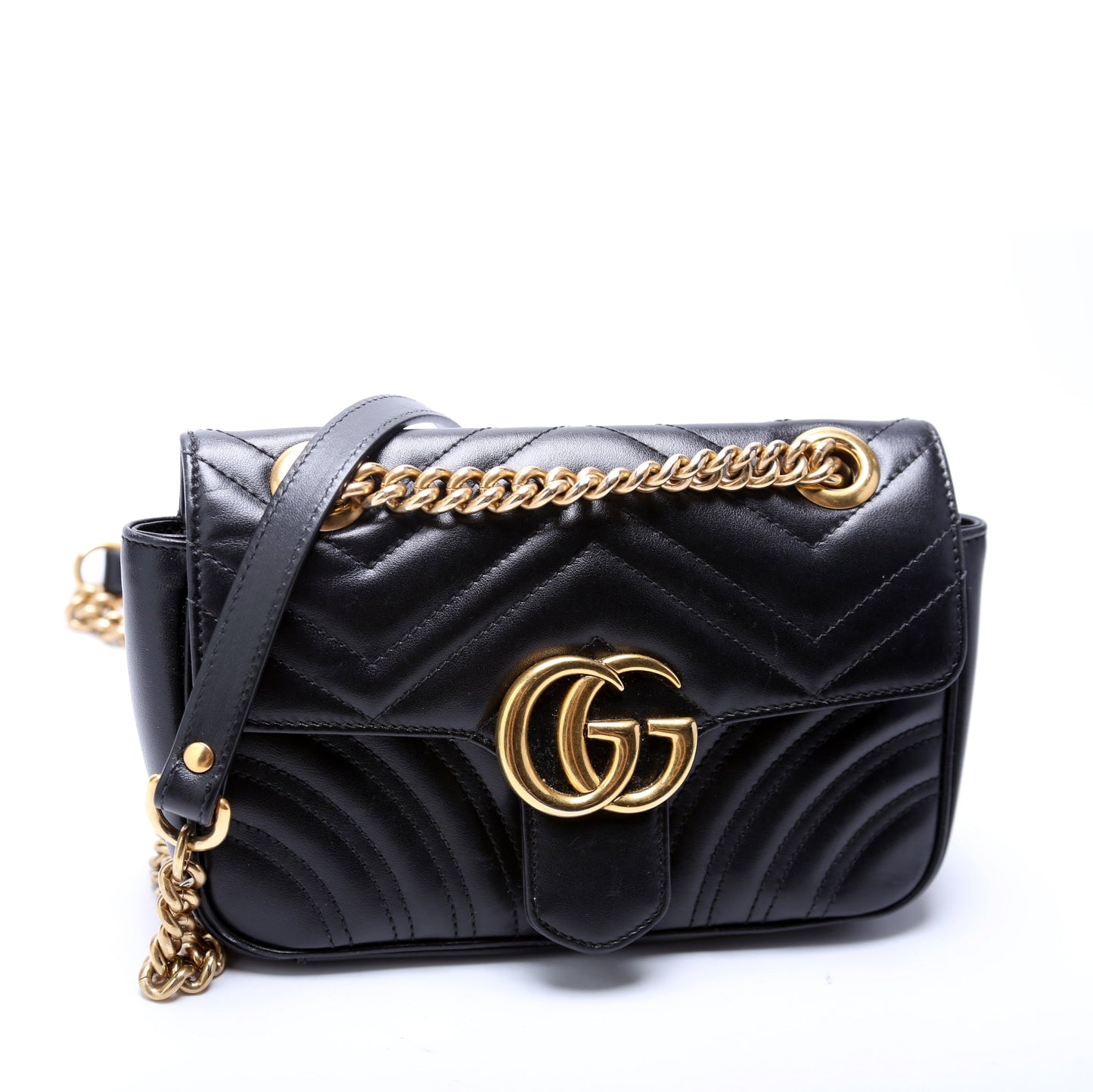 Gucci Marmont Leather Mini Flap Shoulder Bag