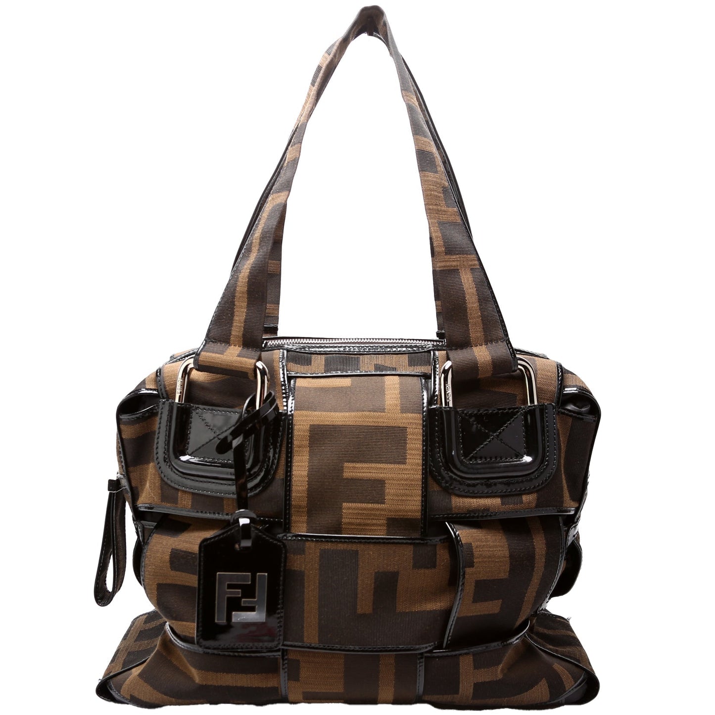 Fendi Zucca Crossword Bag Canvas Woven Travel Bag