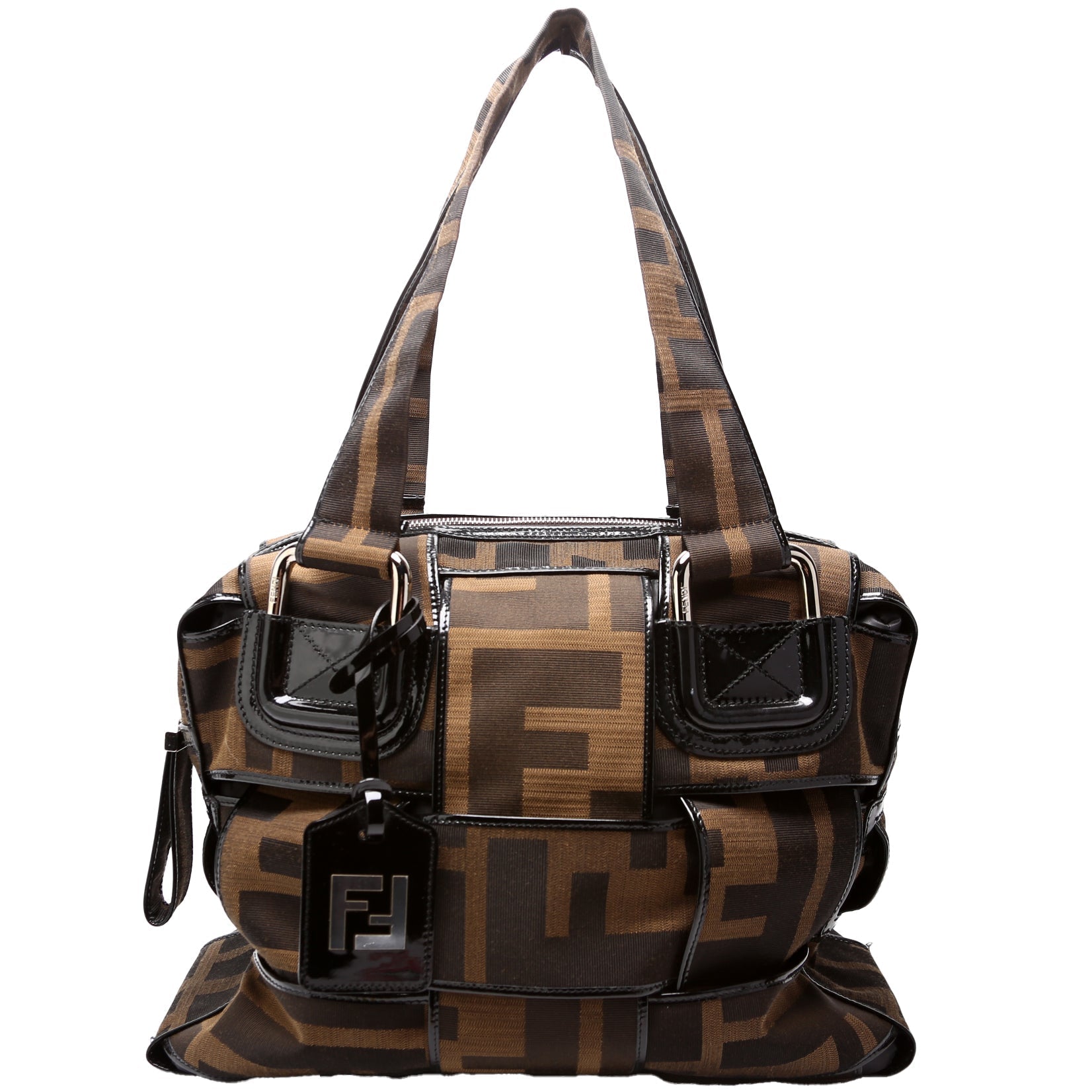 Fendi Zucca Crossword Bag Canvas Woven Travel Bag