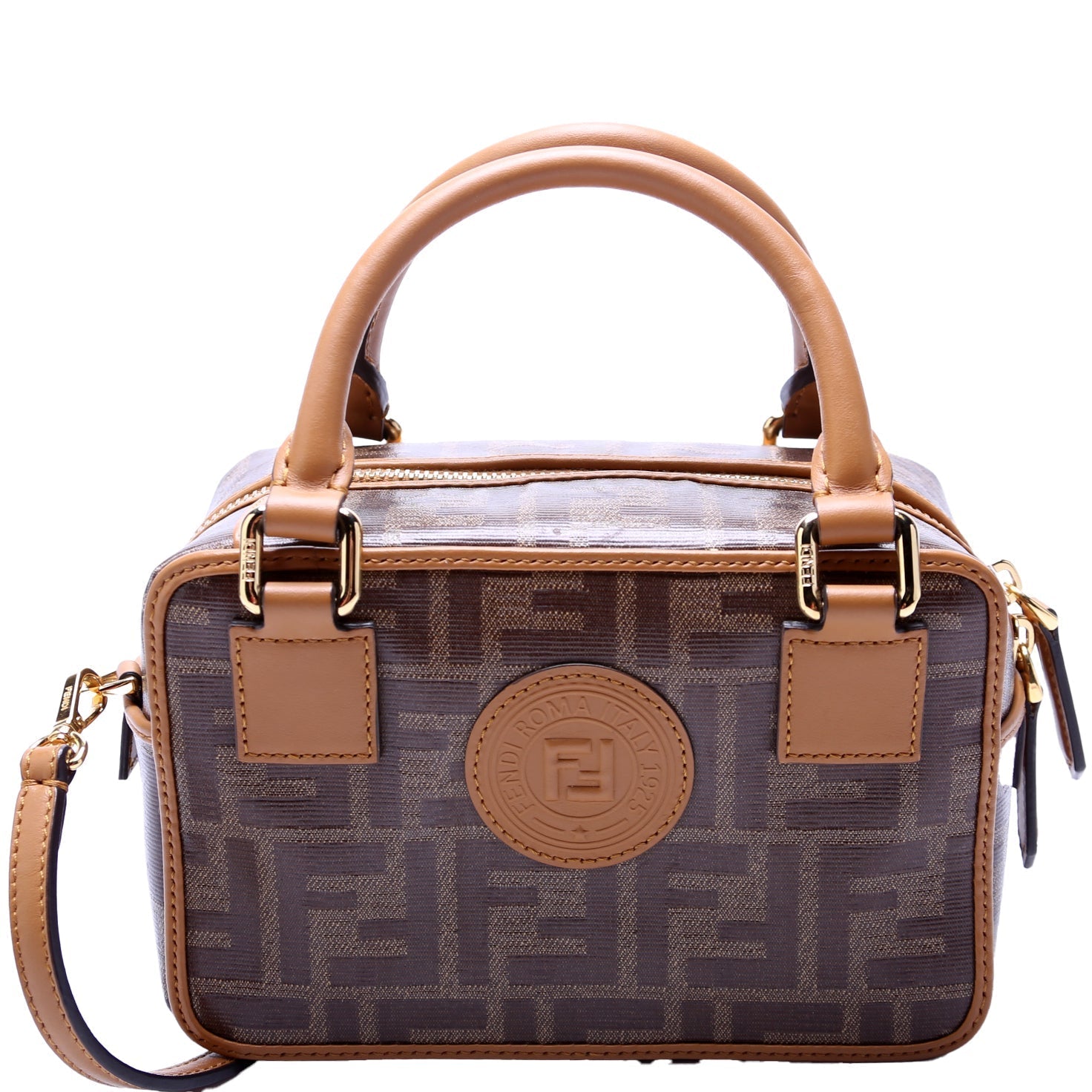 Fendi Glazed Ff Boston Bag Canvas Mini Travel Bag