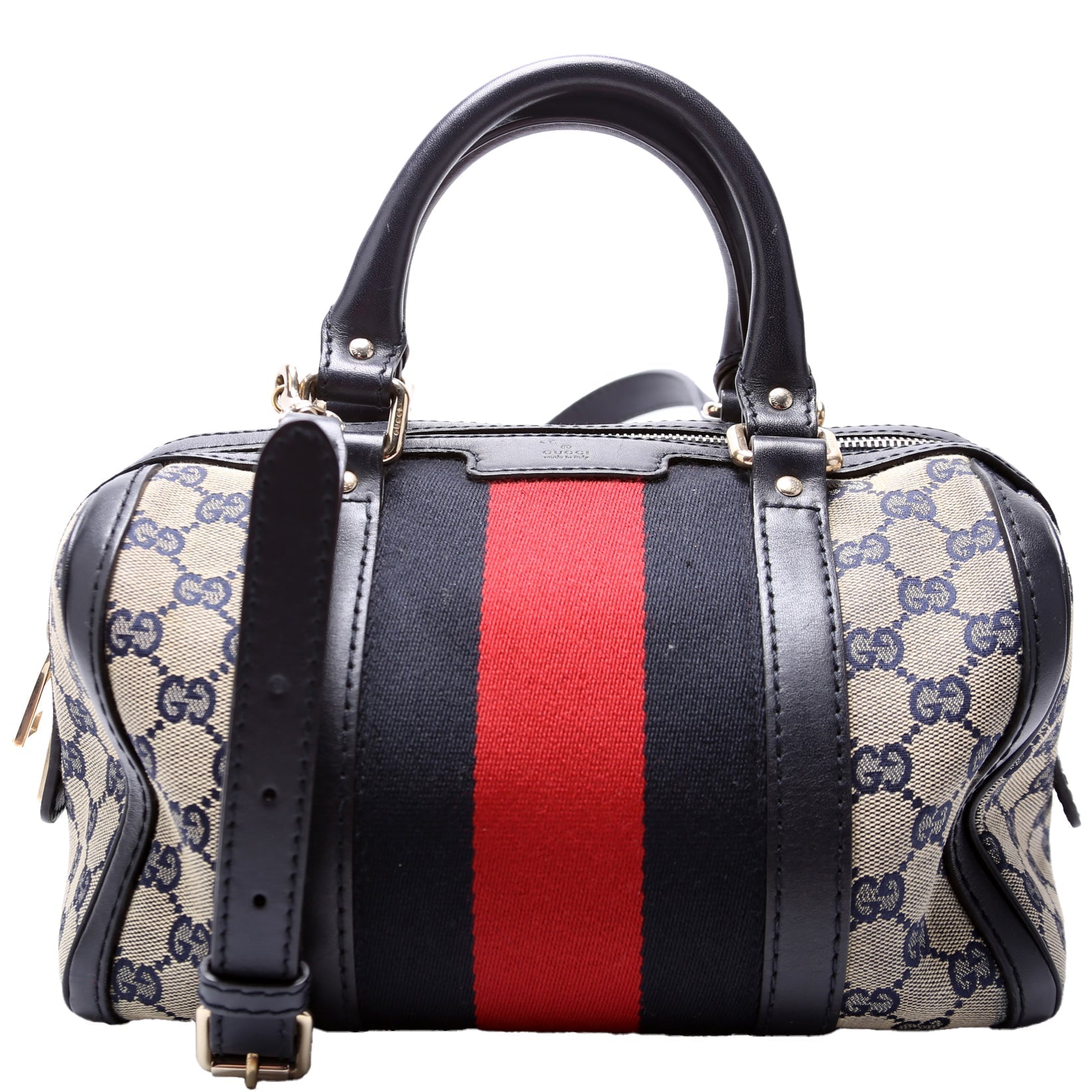 Gucci GG Web Boston Canvas Small Travel Bag