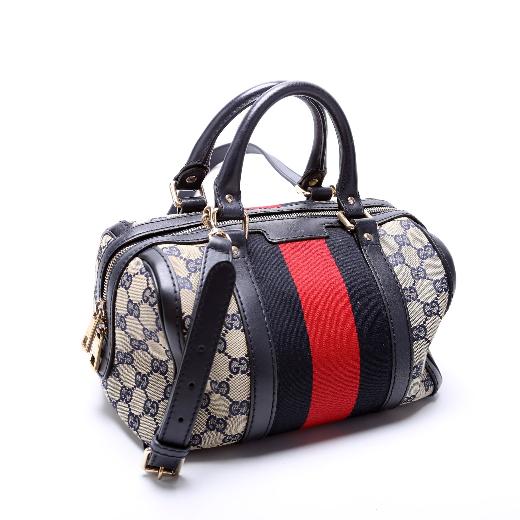 Gucci GG Web Boston Canvas Small Travel Bag