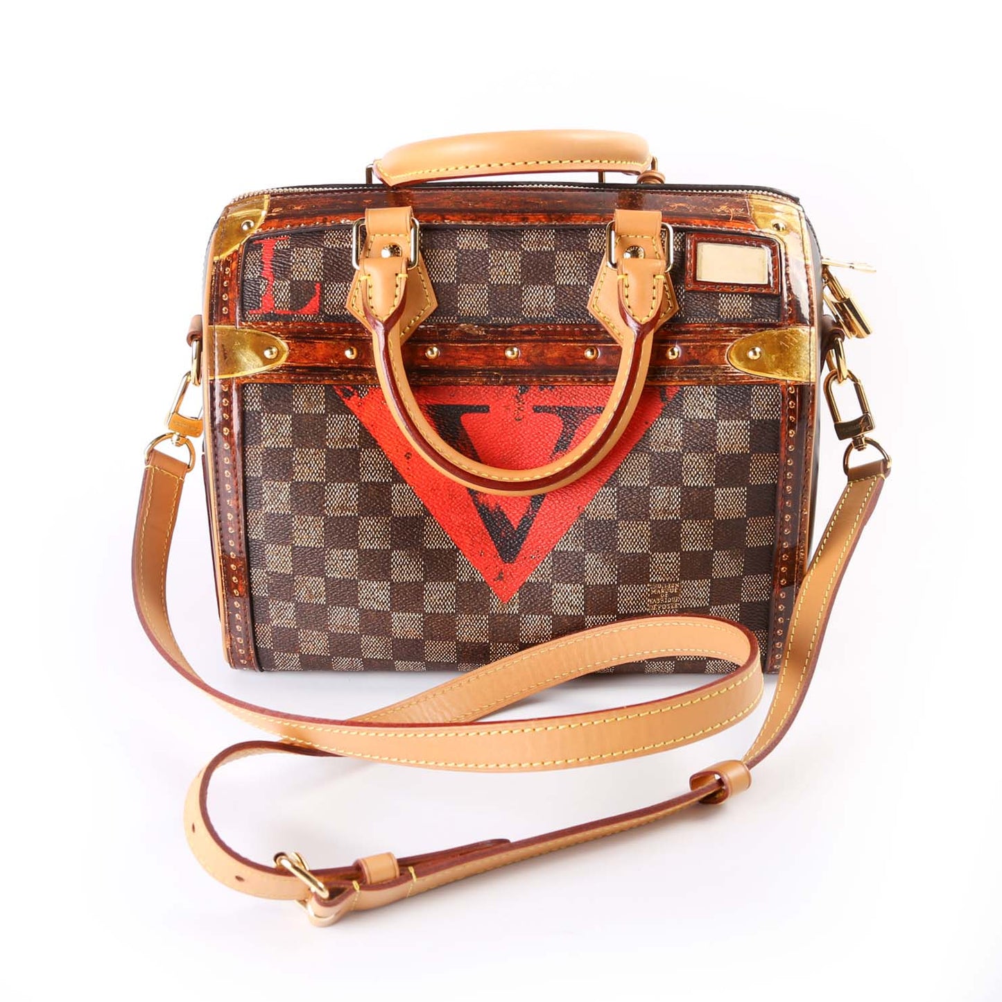 Louis Vuitton Speedy 25 Bandouliere Time Trunk Ebene Damier Handbag