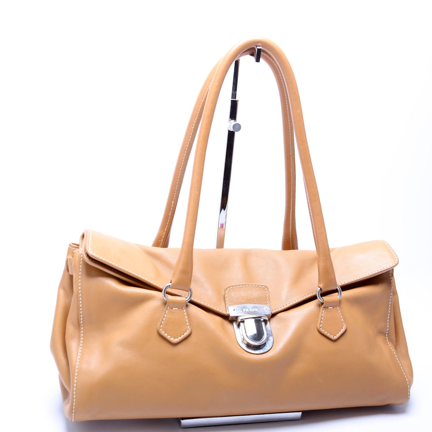 Prada Vitello Easy Push Lock Satchel Bag Travel Bag