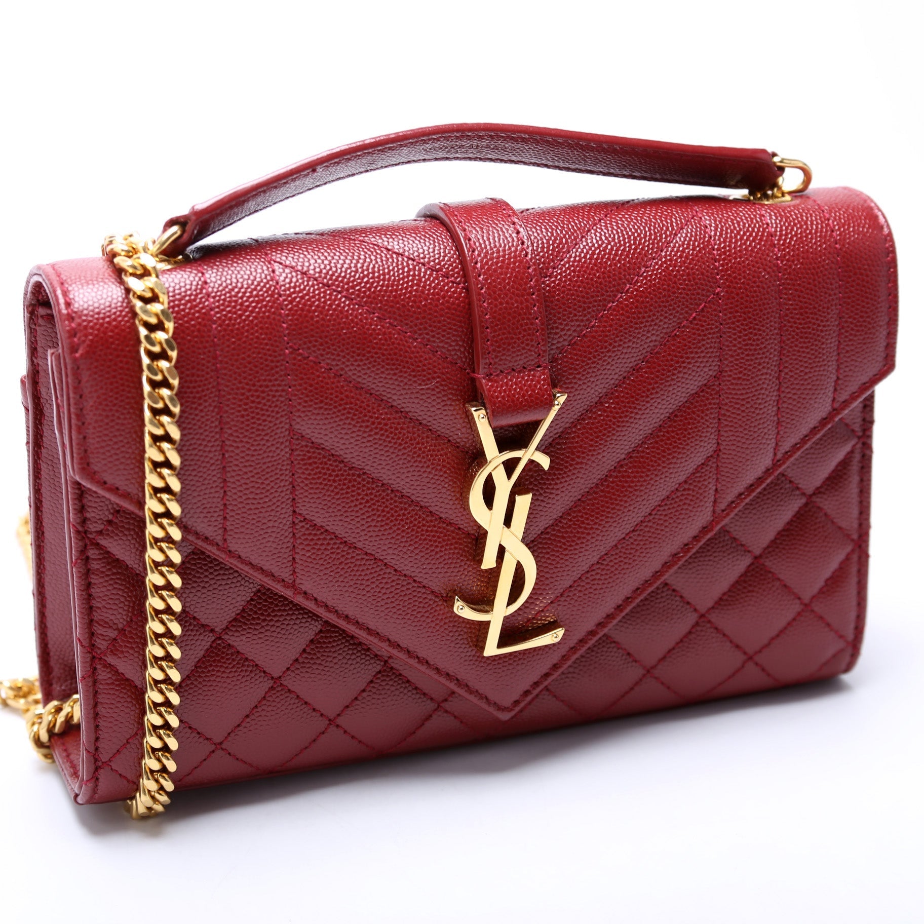 YSL Saint Laurent Saint Laurent Envelope Triquilt Bag Red Small Travel Bag