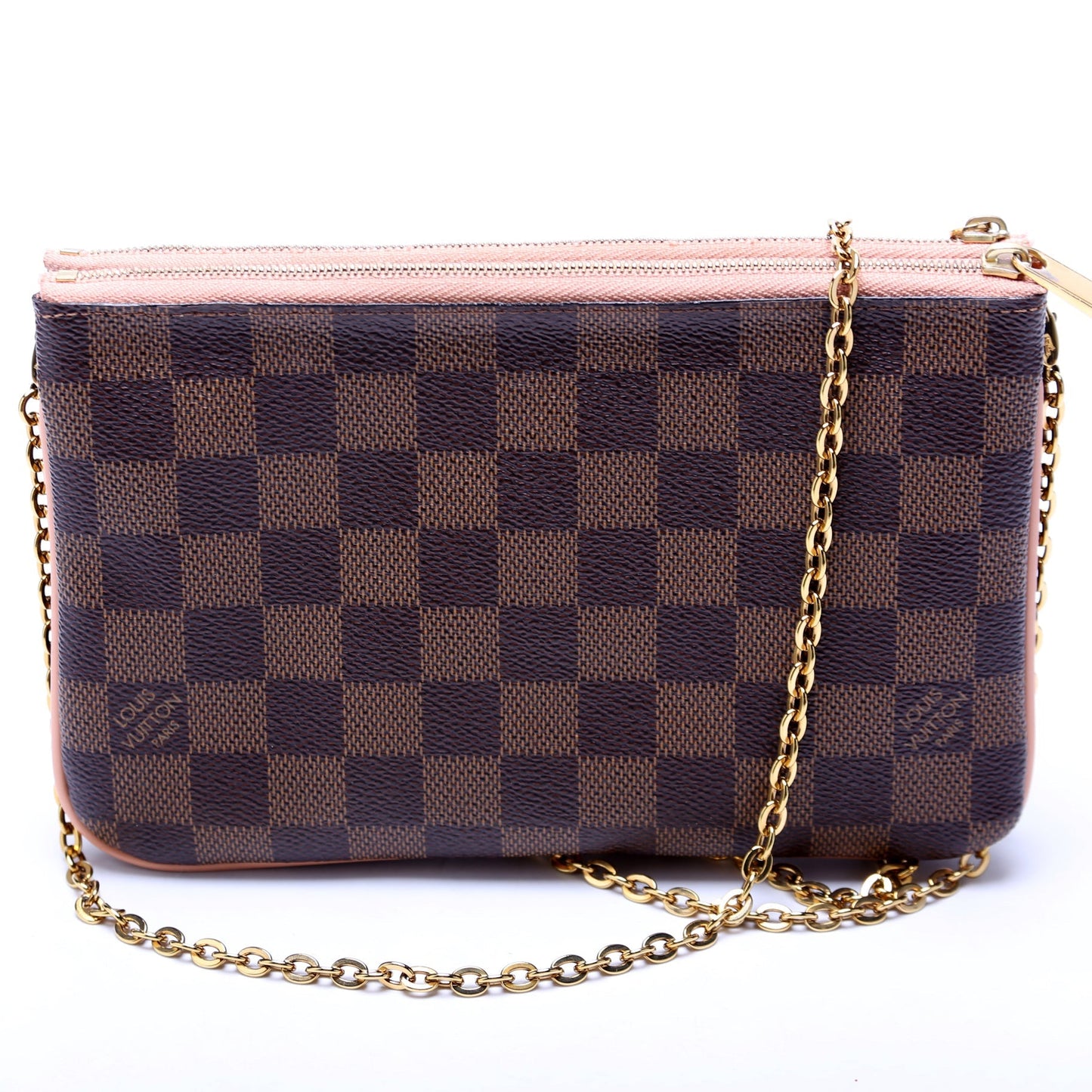 Louis Vuitton Pochette Double Zip Ebene Damier Clutch Bag Ebene 1