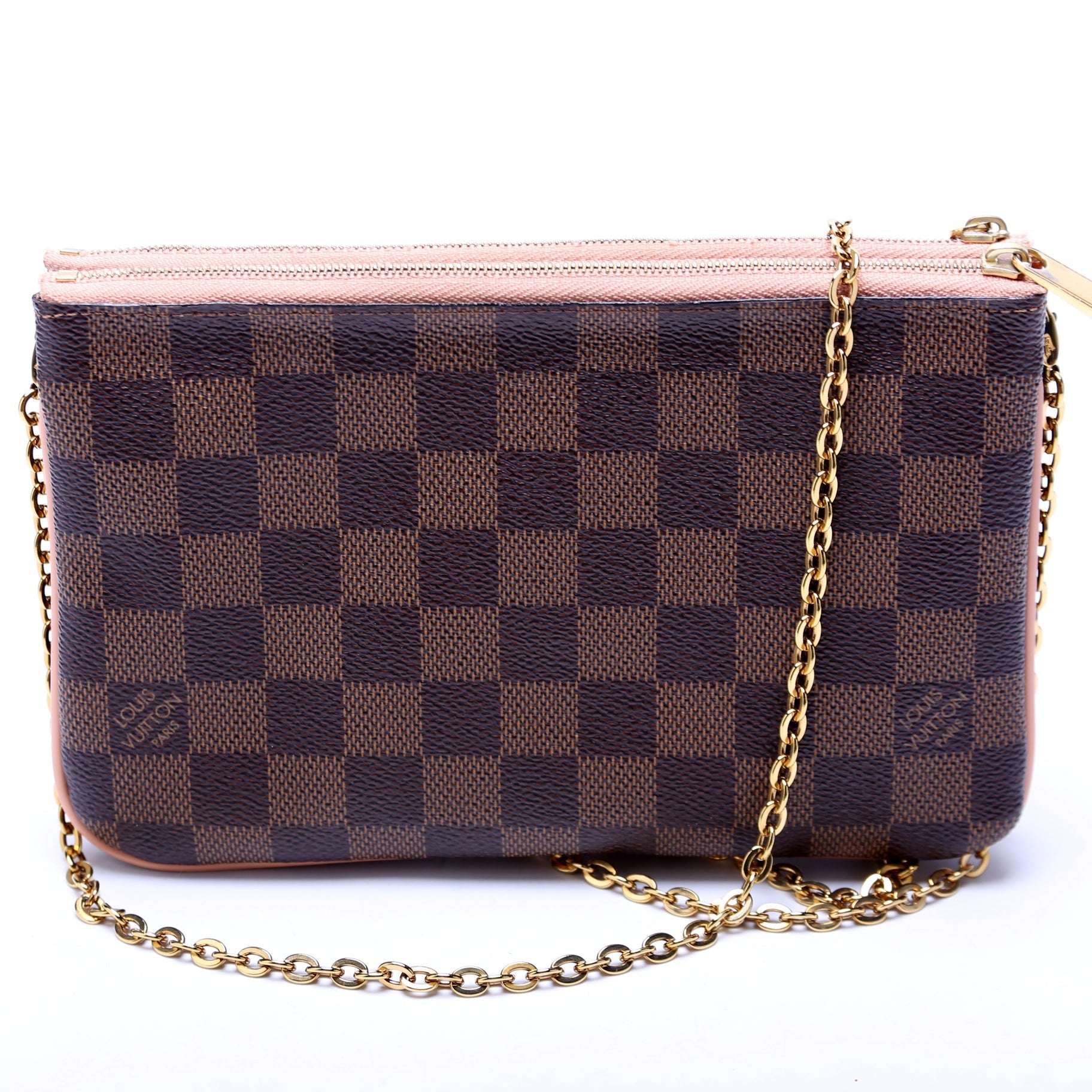 Louis Vuitton Pochette Double Zip Ebene Damier Clutch Bag Ebene 1