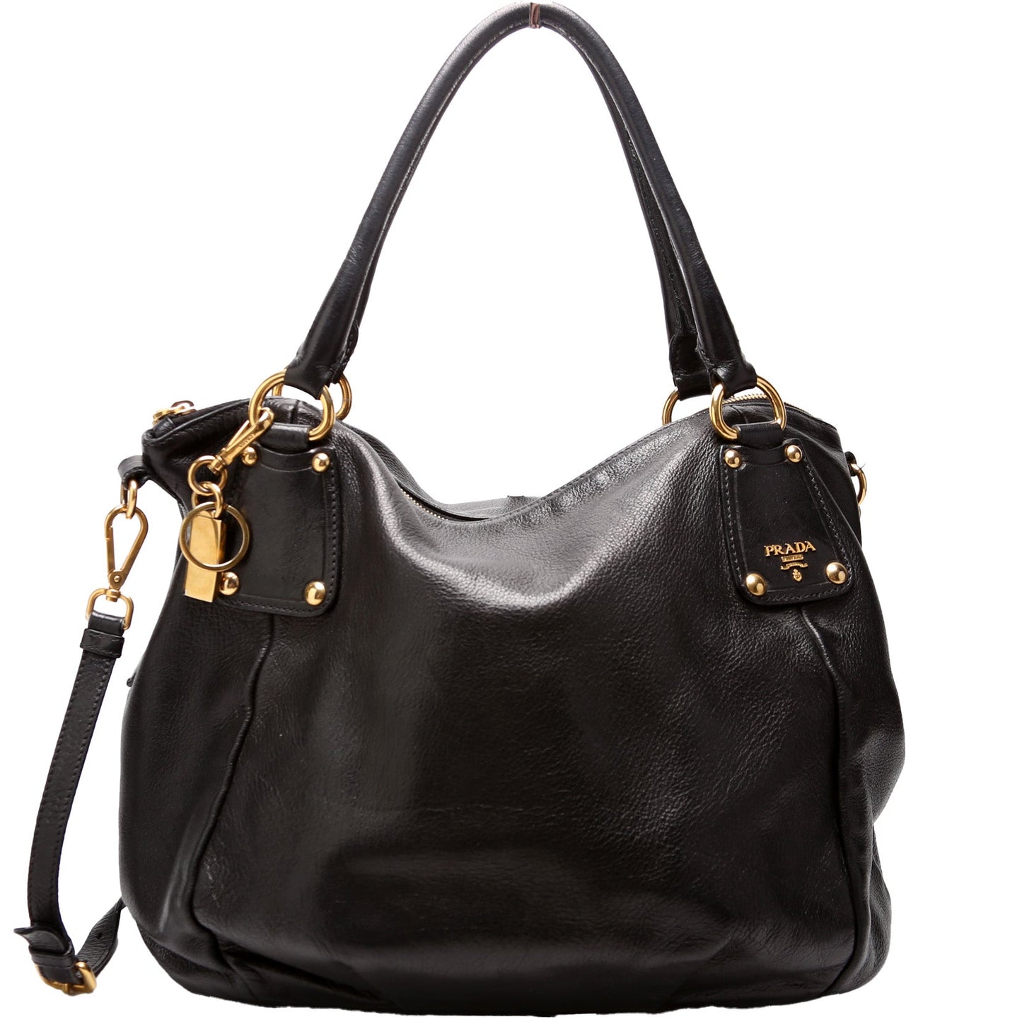 Prada Cervo Shine Shopping Tote Bag