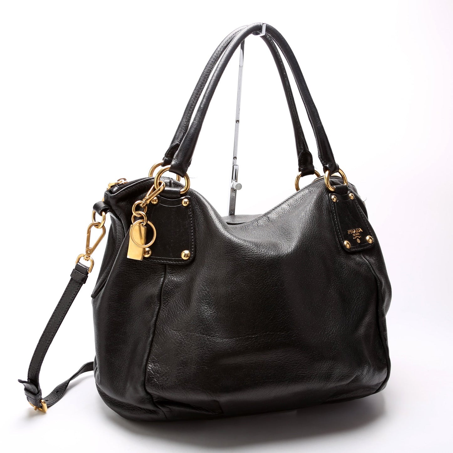 Prada Cervo Shine Shopping Tote Bag