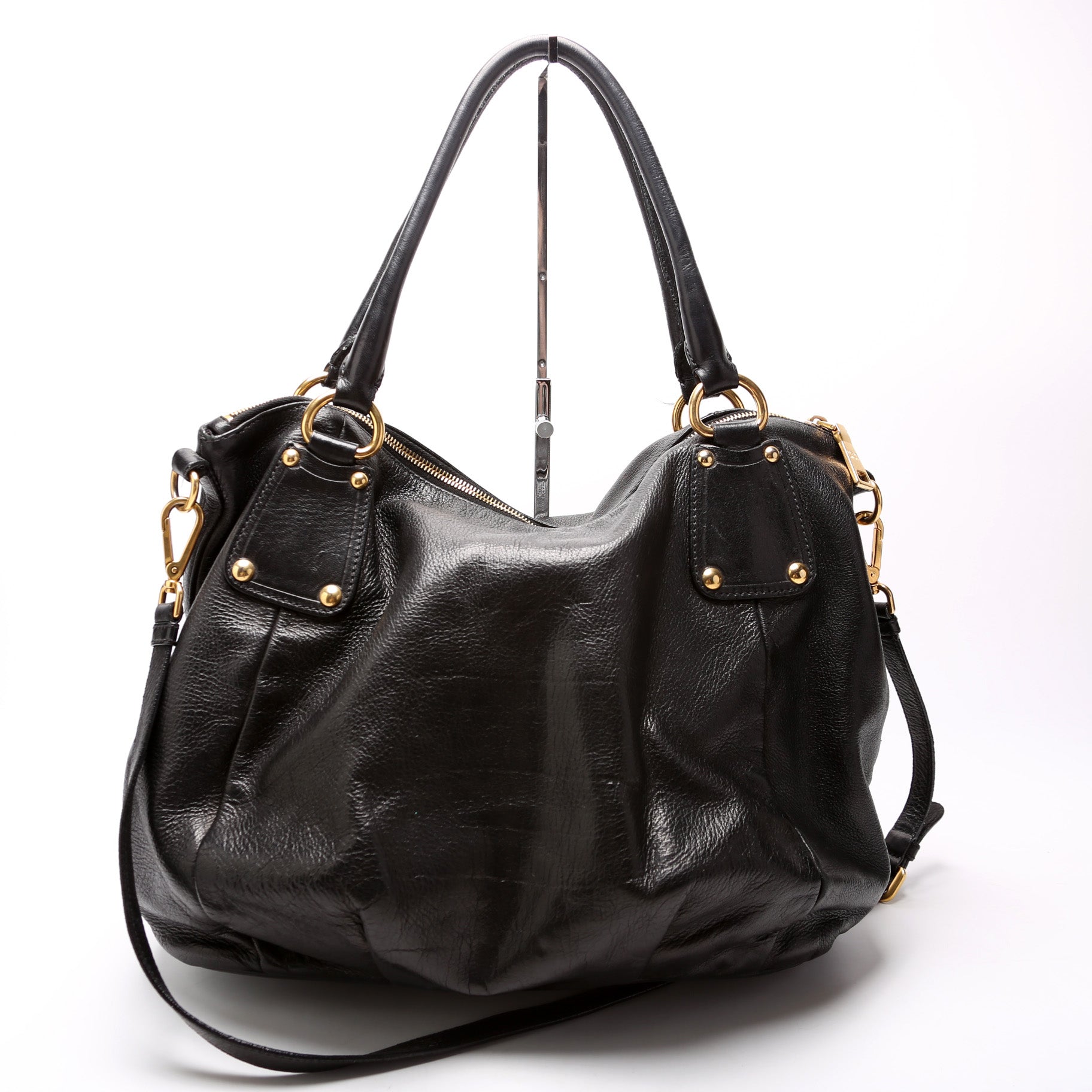 Prada Cervo Shine Shopping Tote Bag