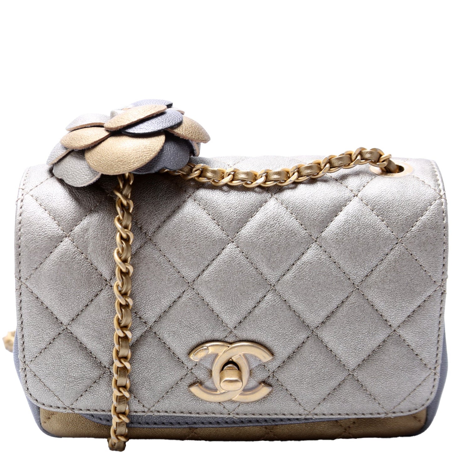 Chanel Camellia Flap Quilted Lambskin 23M Mini Bag