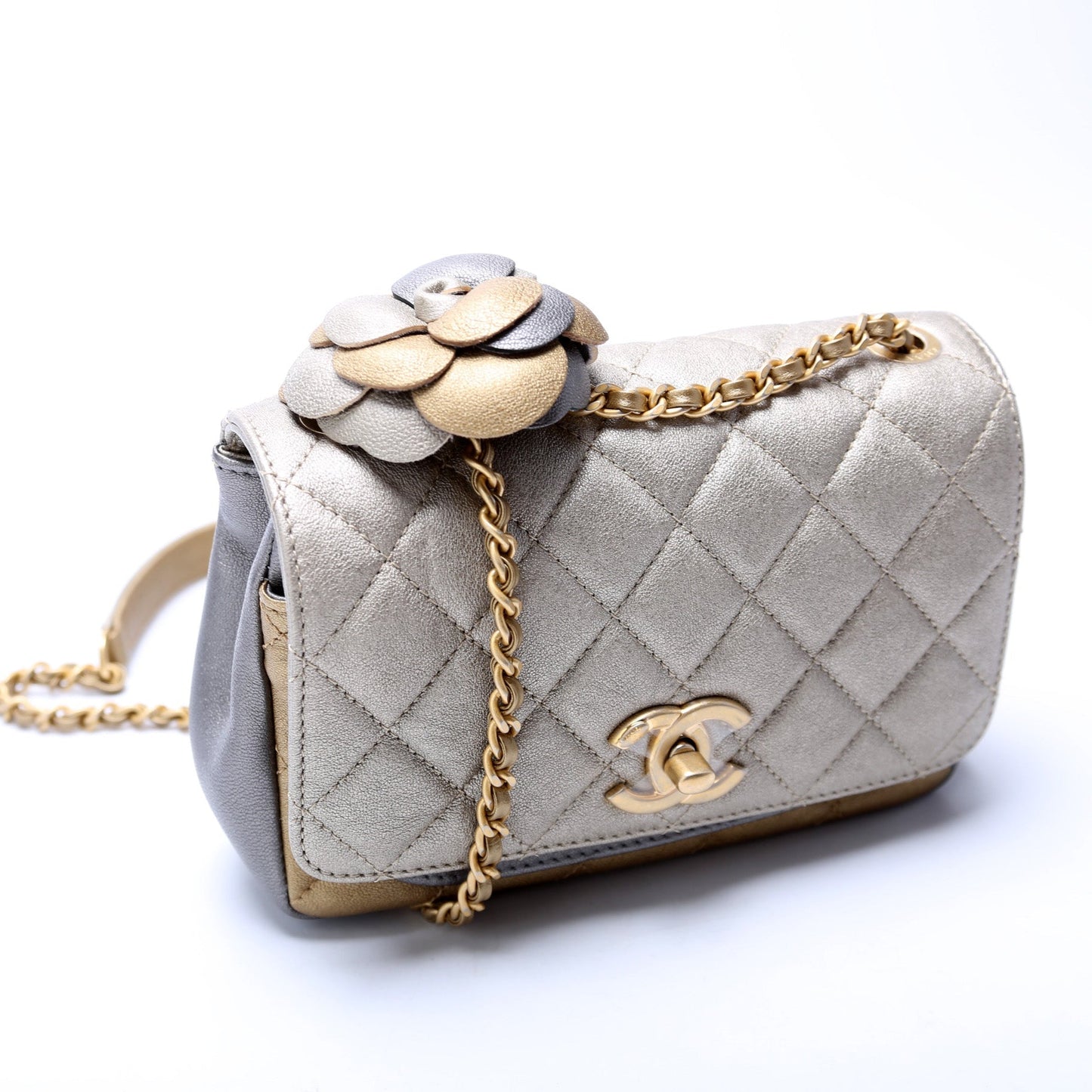 Chanel Camellia Flap Quilted Lambskin 23M Mini Bag
