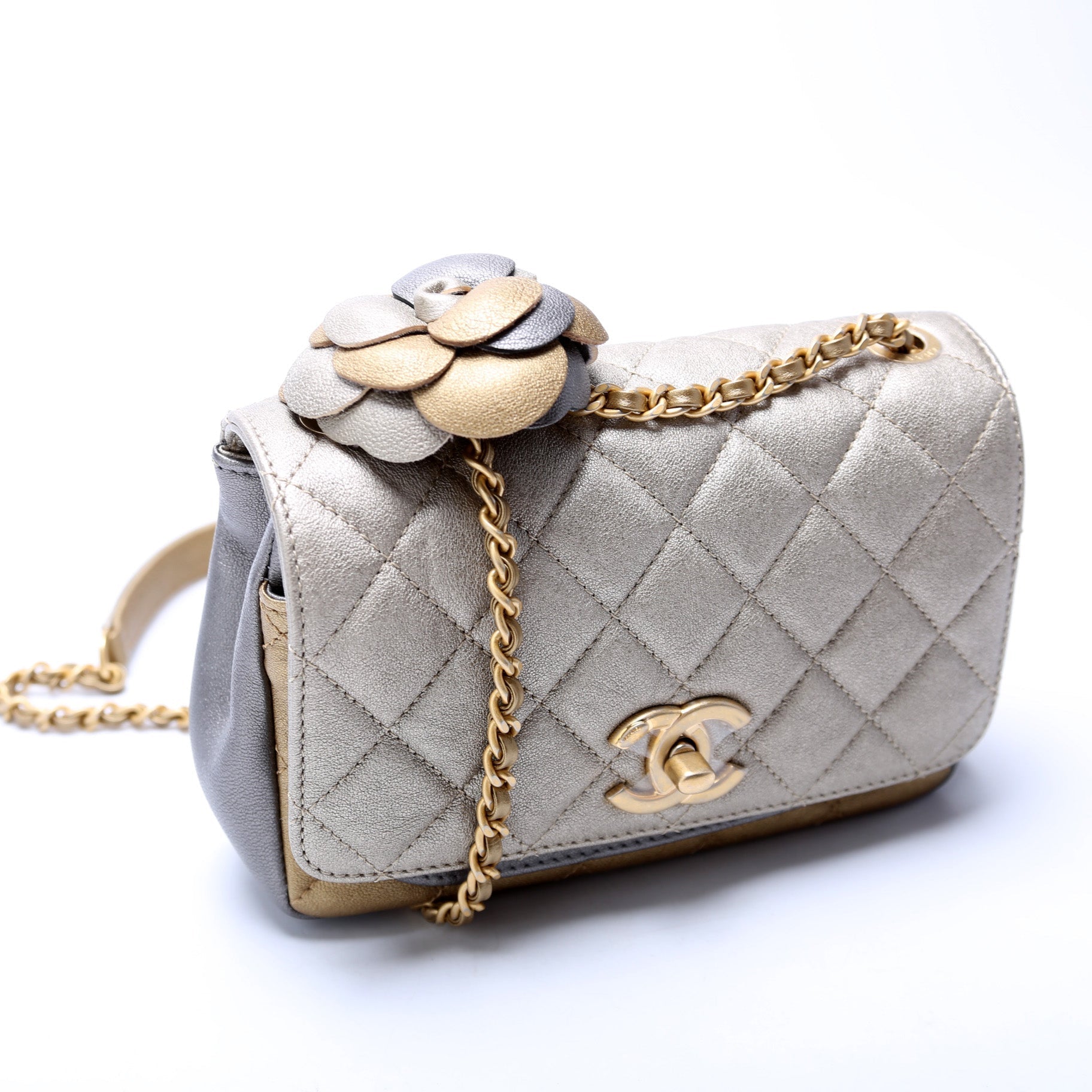 Chanel Camellia Flap Quilted Lambskin 23M Mini Bag
