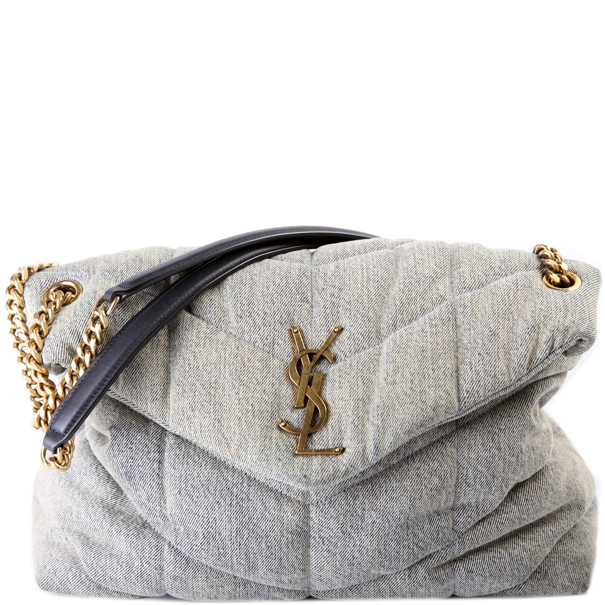 YSL Saint Laurent Saint Laurent Puffer Bag Denim Quilted Travel Bag