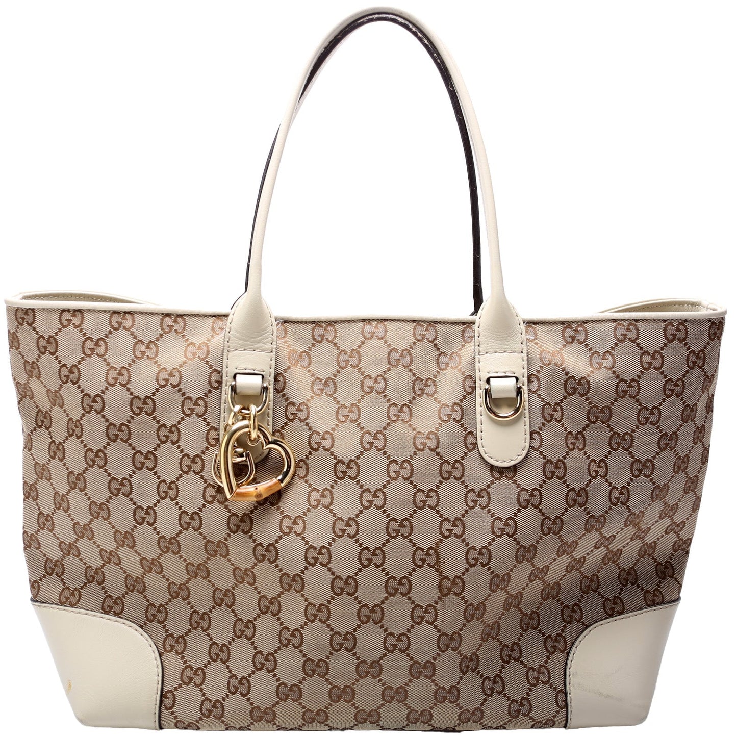Gucci GG Heart Bit Charm Canvas Tote Bag