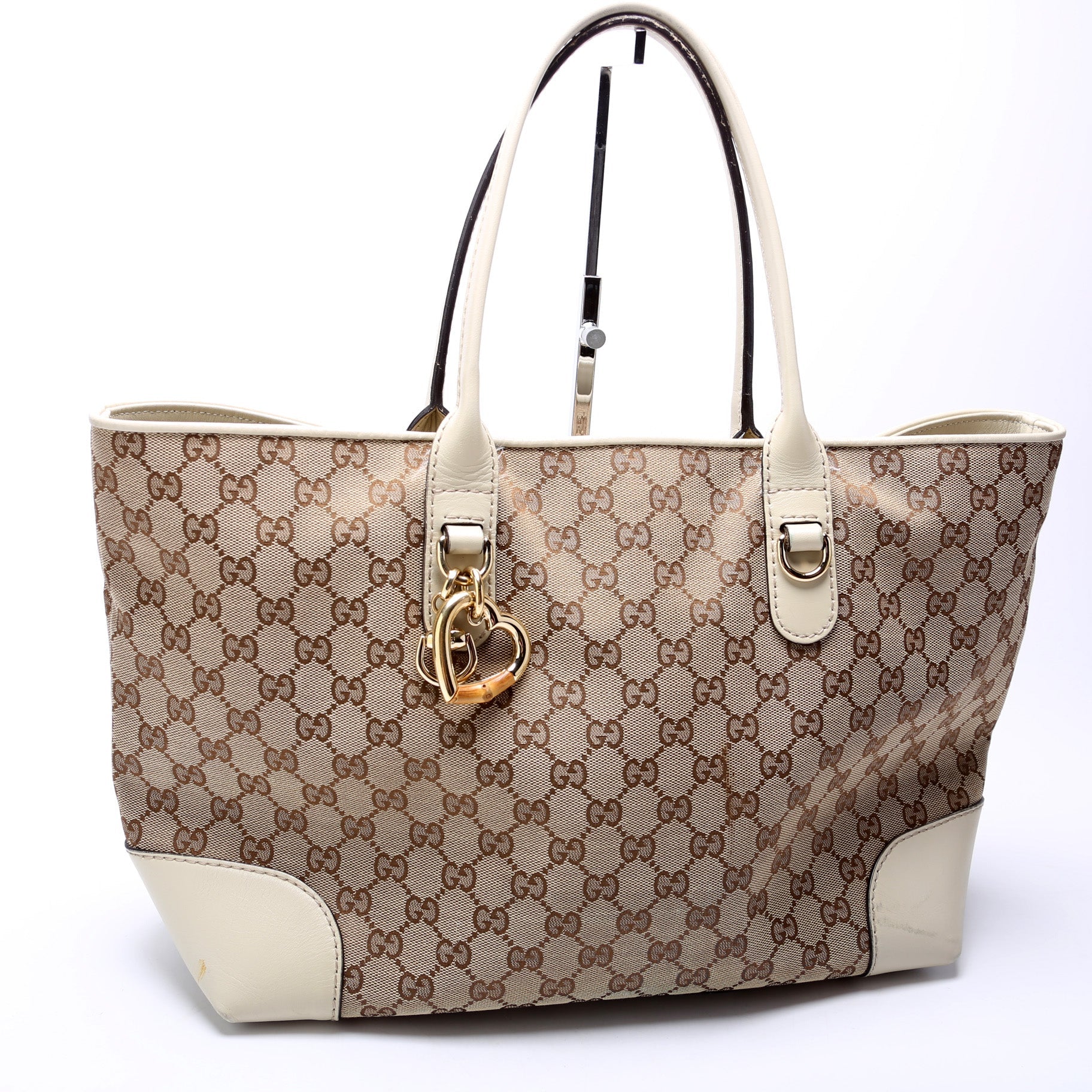 Gucci GG Heart Bit Charm Canvas Tote Bag
