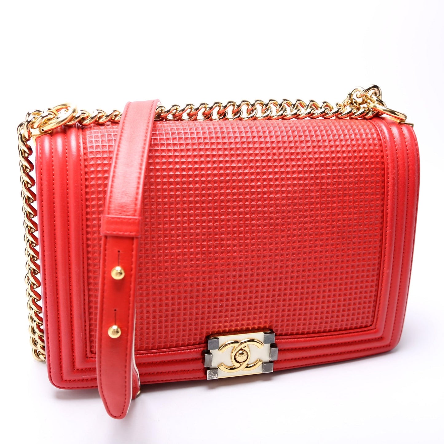 Chanel Boy Flap New Cube Embossed Lambskin Handbag